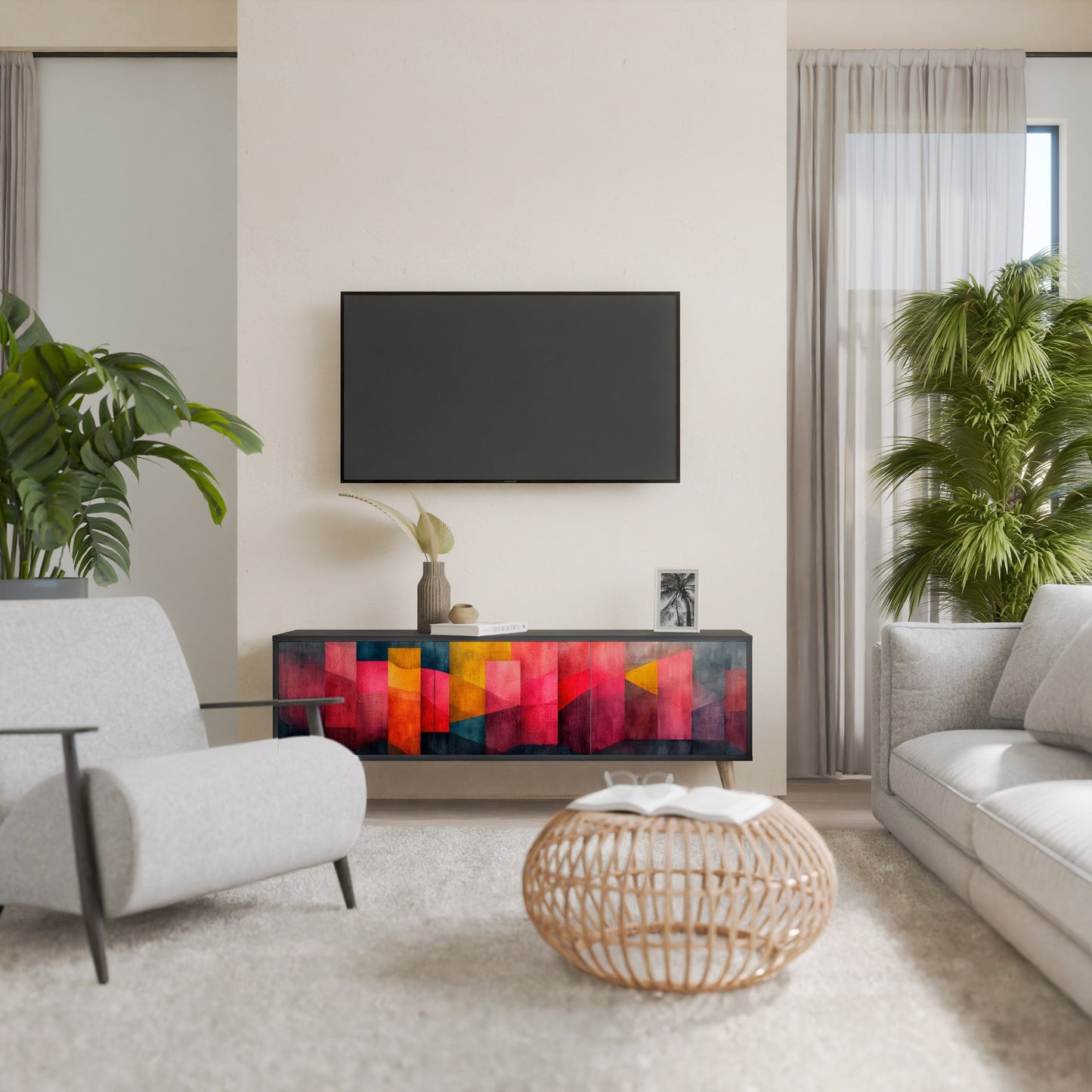Mobile TV a 3 ante COLORFUL SOUNDS in finitura nera