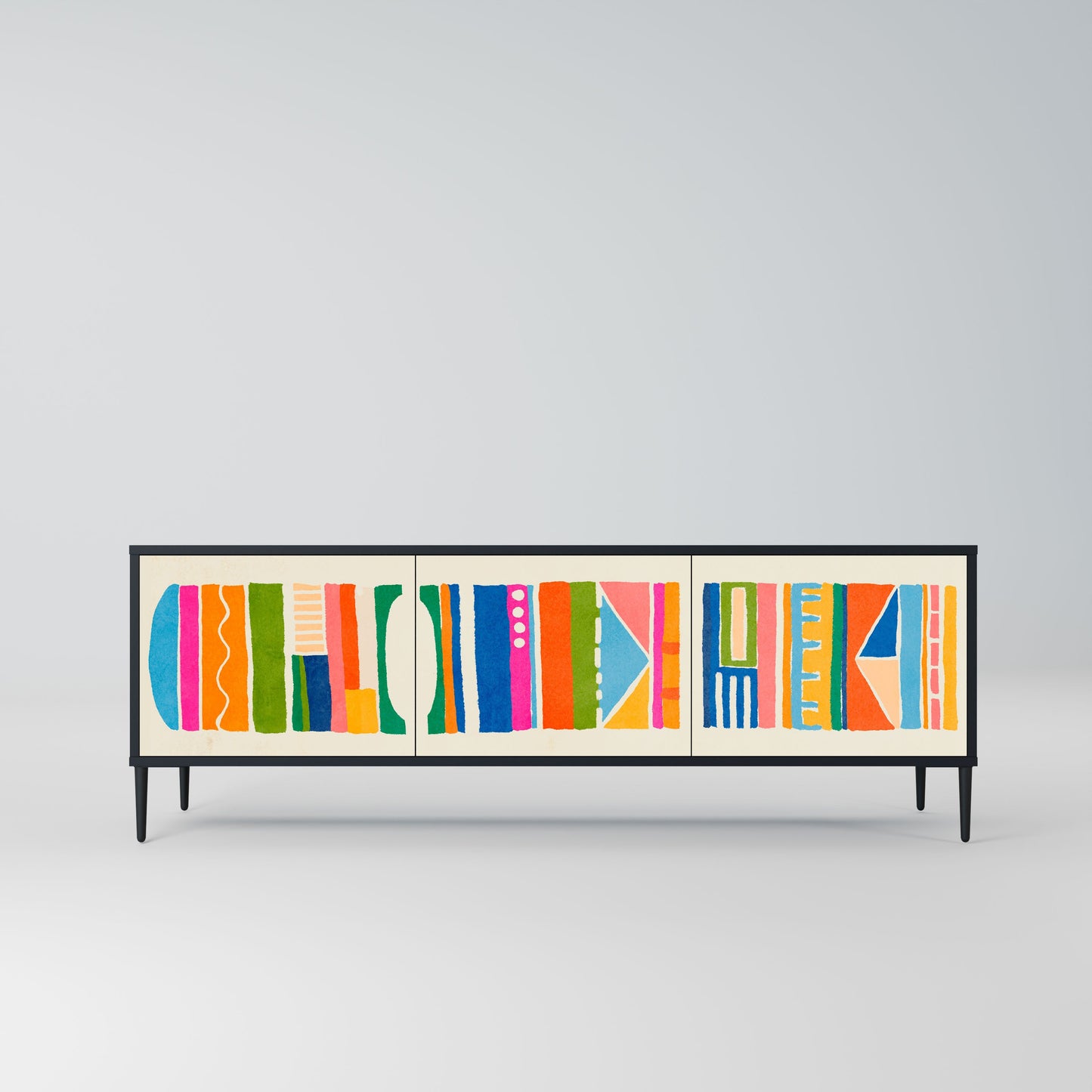 Mobile TV GEOMETRIC SHINE a 3 ante in finitura nera