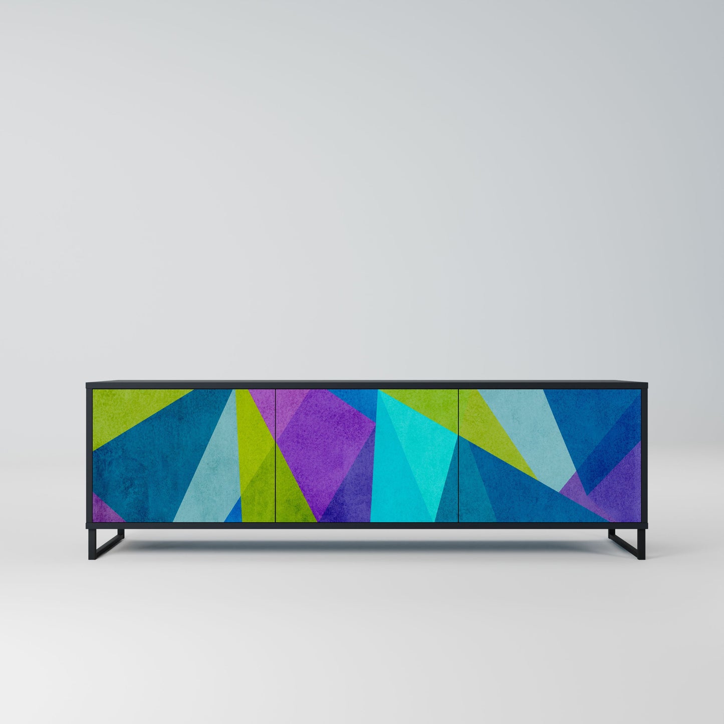 COLD SHOWCASE 3-Door TV Stand in Black Finish