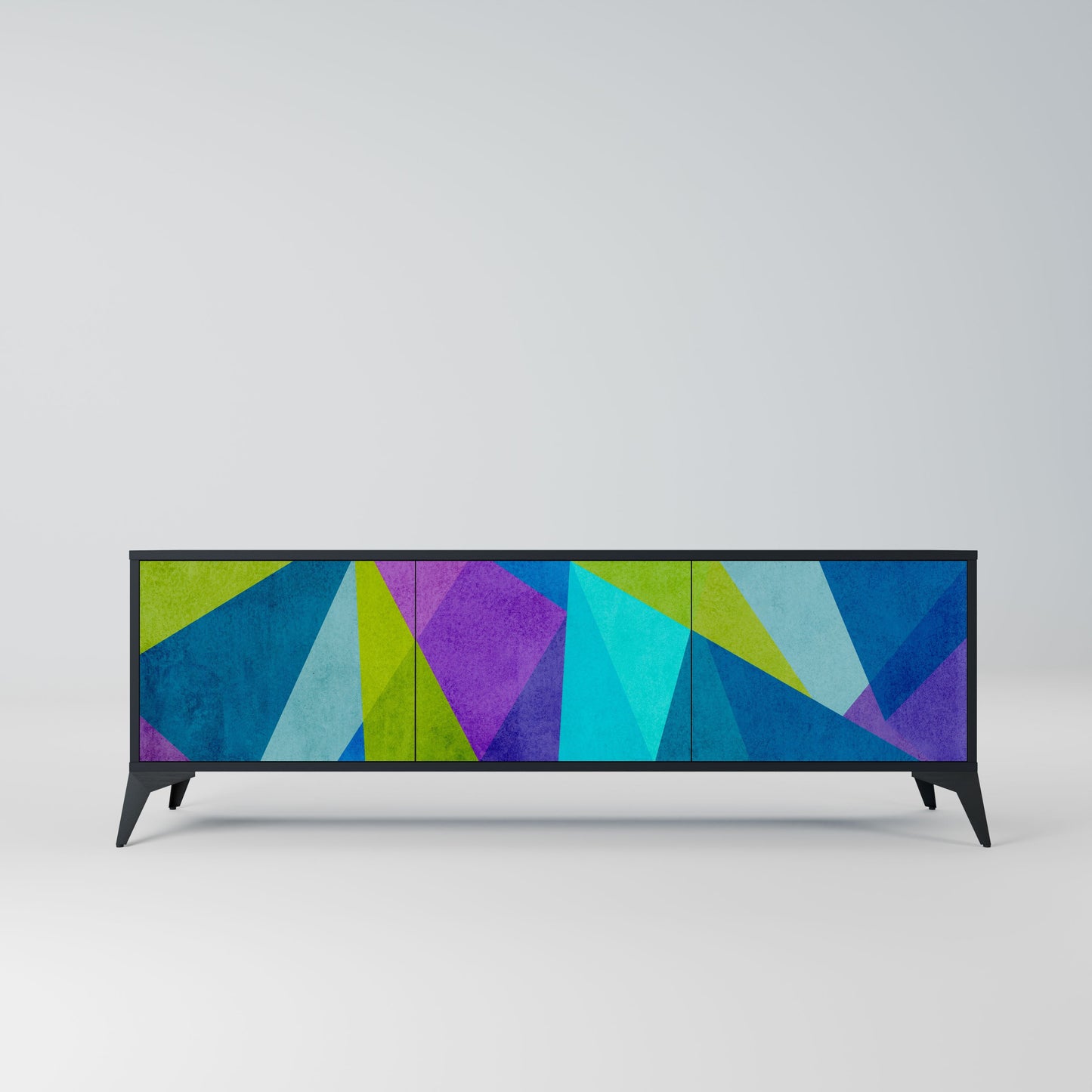 COLD SHOWCASE 3-Door TV Stand in Black Finish