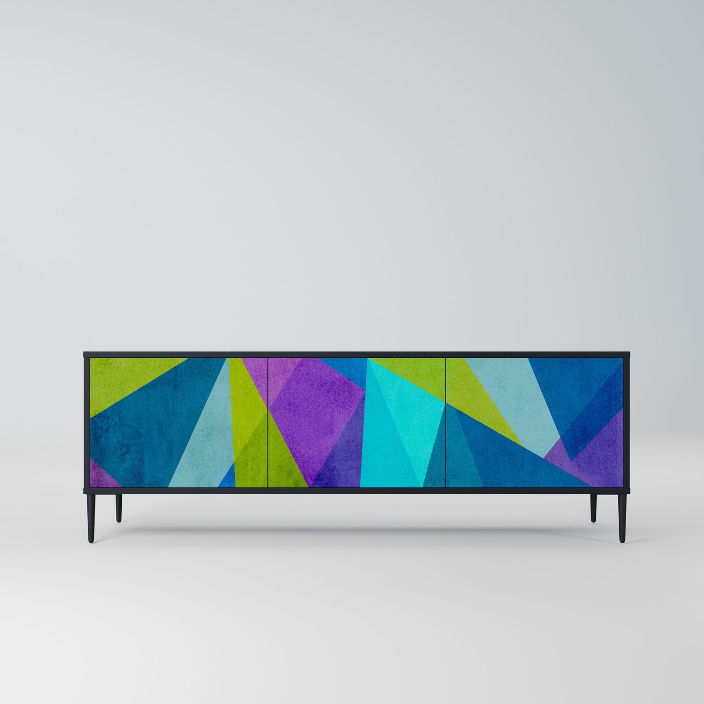 COLD SHOWCASE 3-Door TV Stand in Black Finish