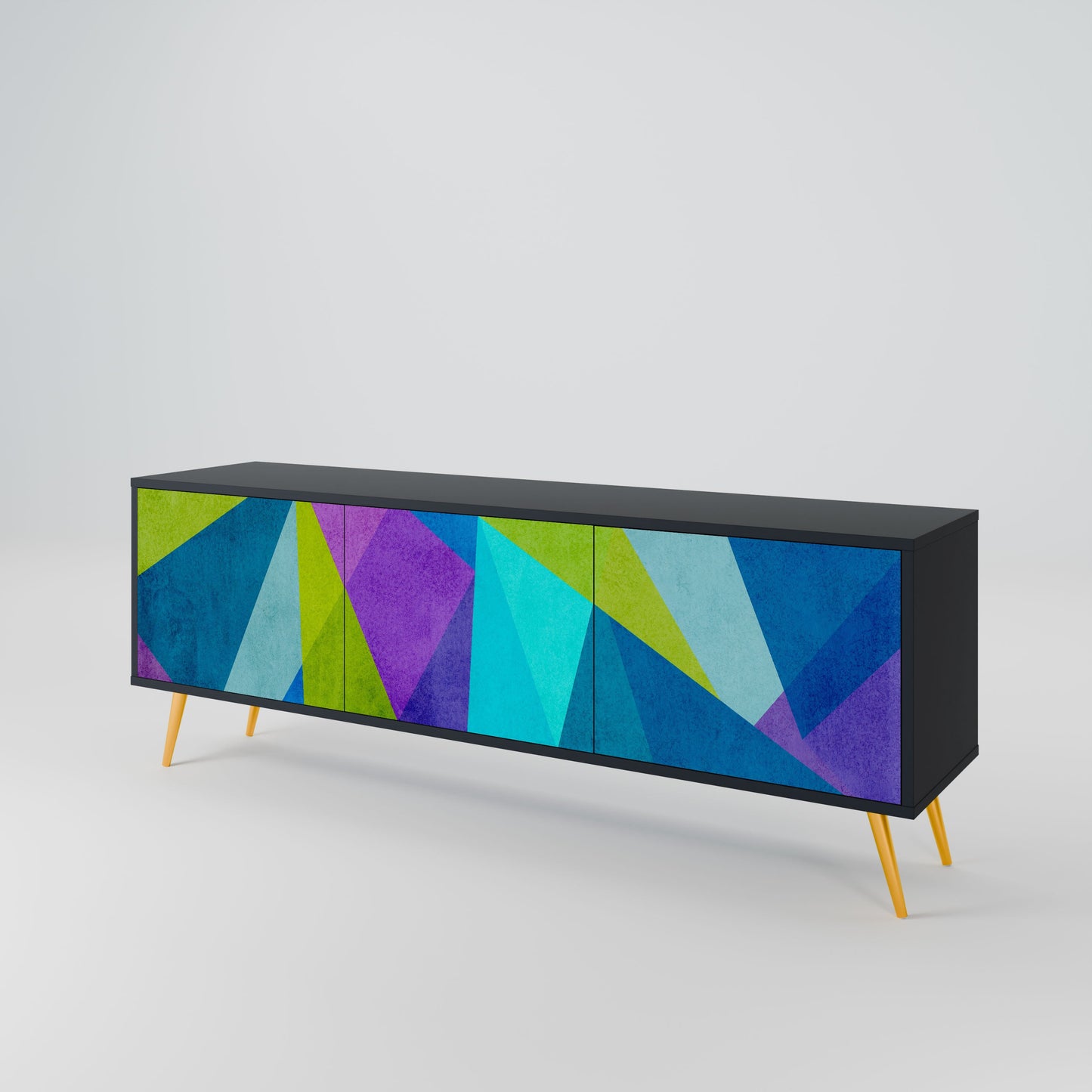 COLD SHOWCASE 3-Door TV Stand in Black Finish