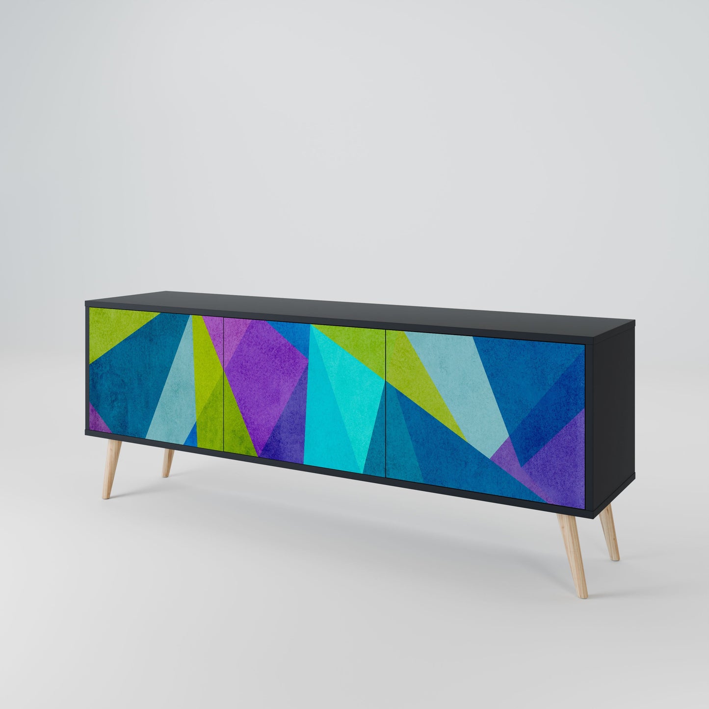 COLD SHOWCASE 3-Door TV Stand in Black Finish