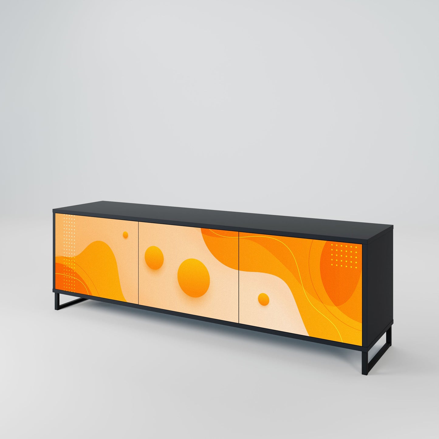 ORANGE ARRANGEMENT 3-Door TV Stand in Black Finish