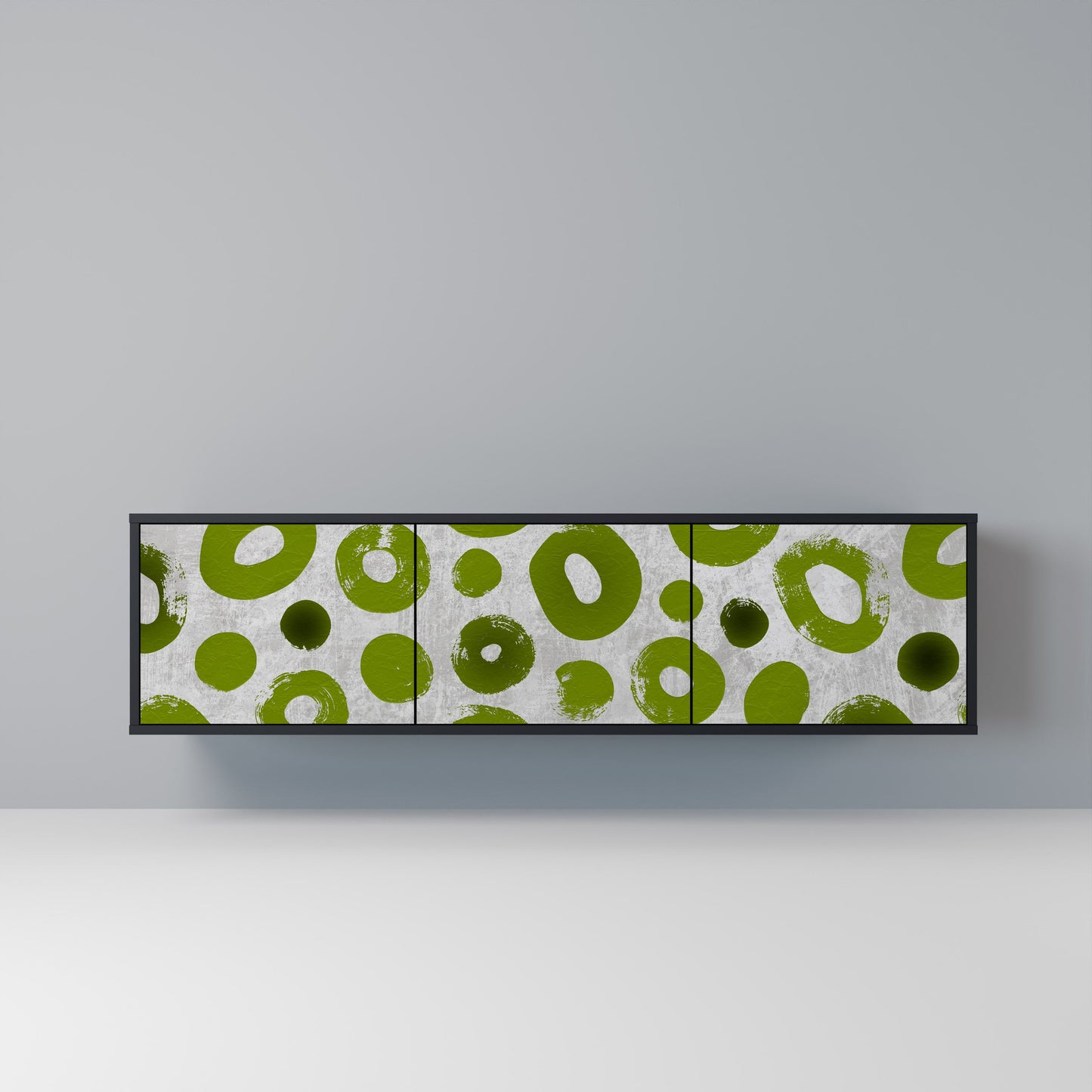 GREEN RHAPSODY 3-Door TV Stand in Black Finish
