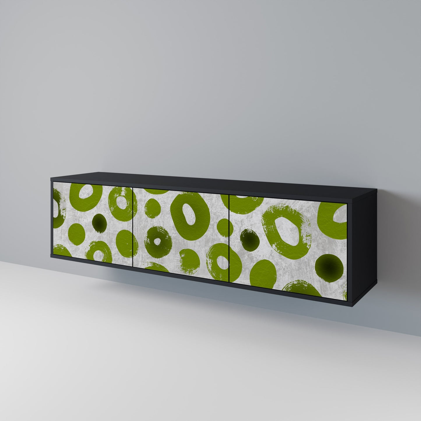 GREEN RHAPSODY 3-Door TV Stand in Black Finish