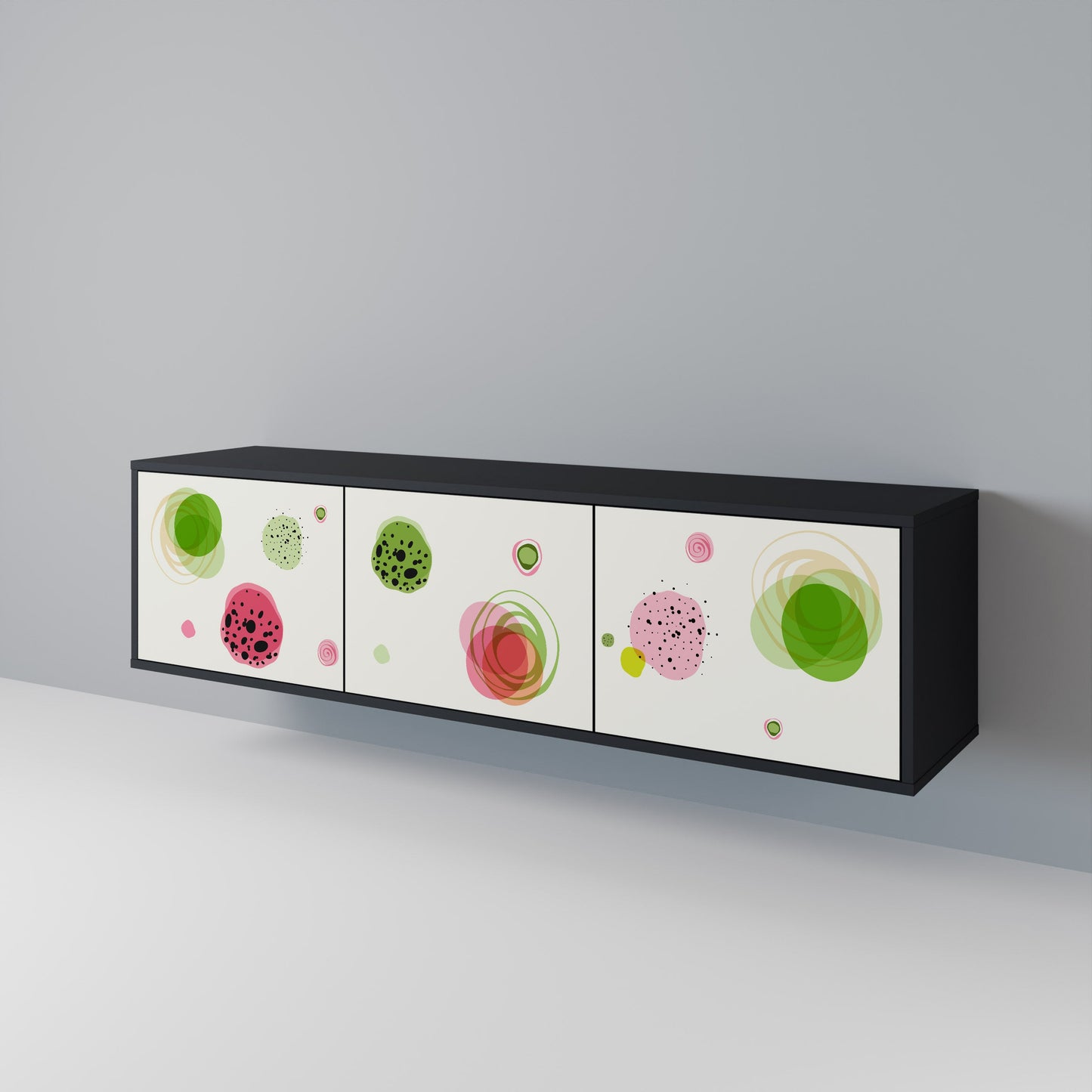 COLORFUL COSMOS 3-Door TV Stand in Black Finish