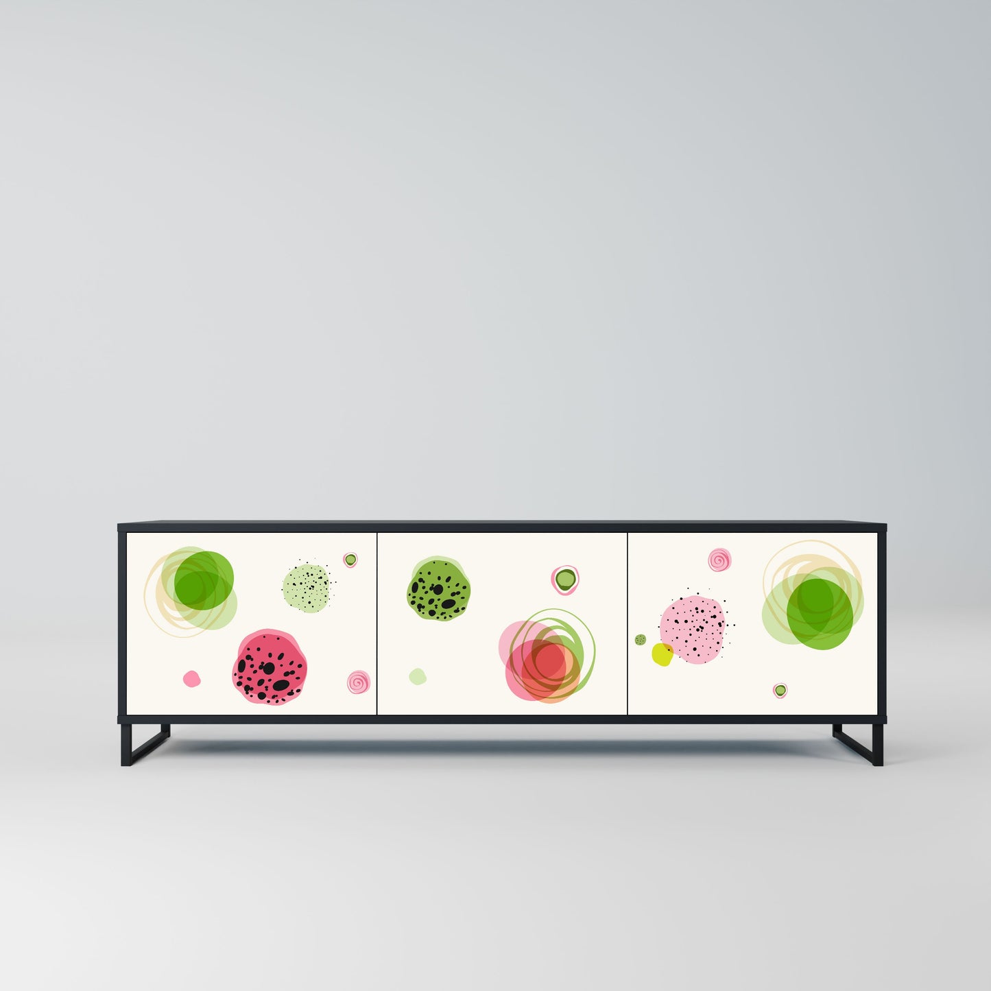 COLORFUL COSMOS 3-Door TV Stand in Black Finish