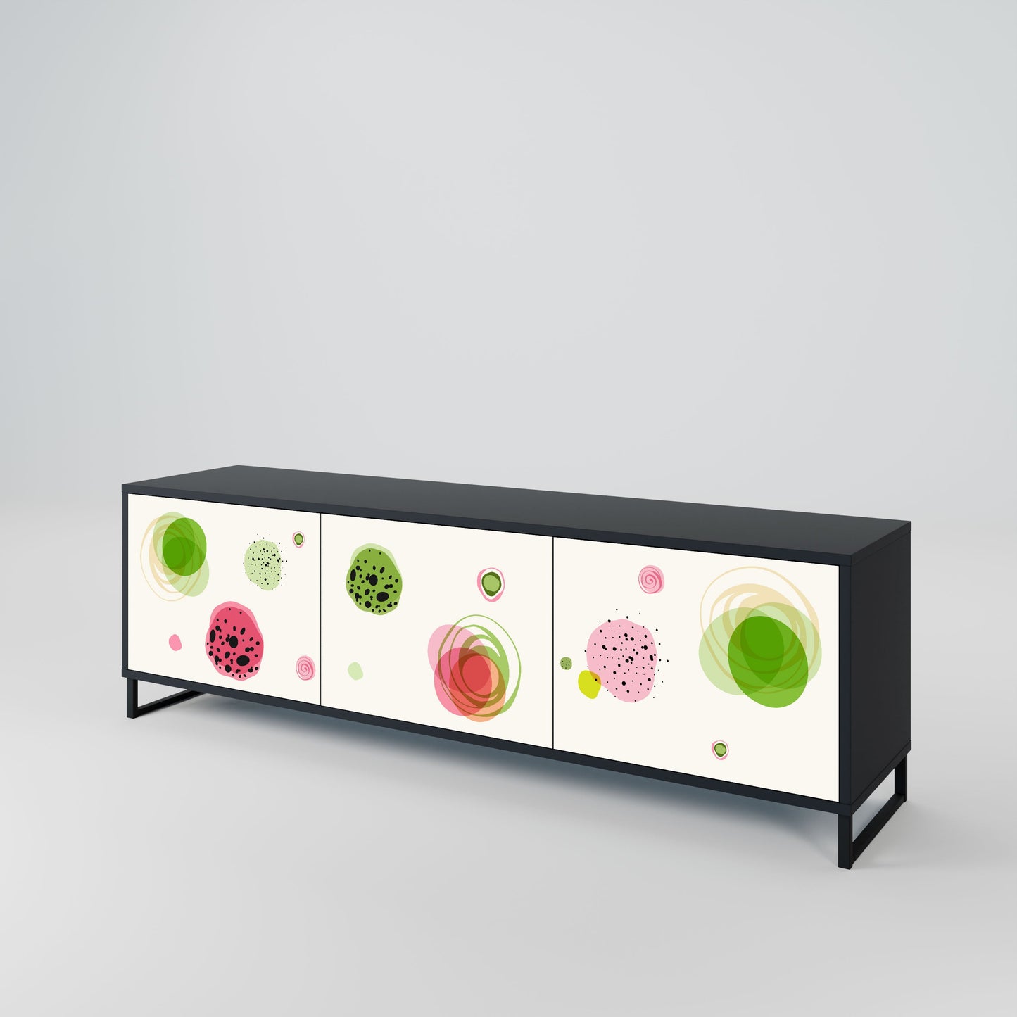 COLORFUL COSMOS 3-Door TV Stand in Black Finish