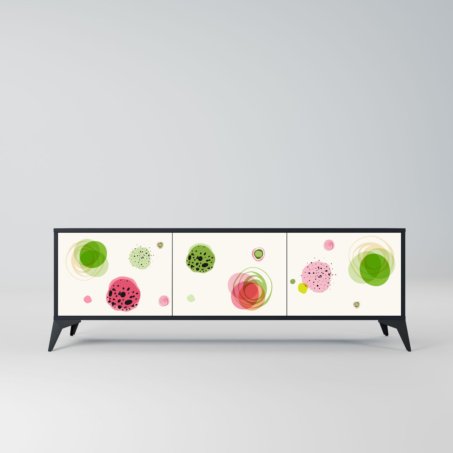 COLORFUL COSMOS 3-Door TV Stand in Black Finish
