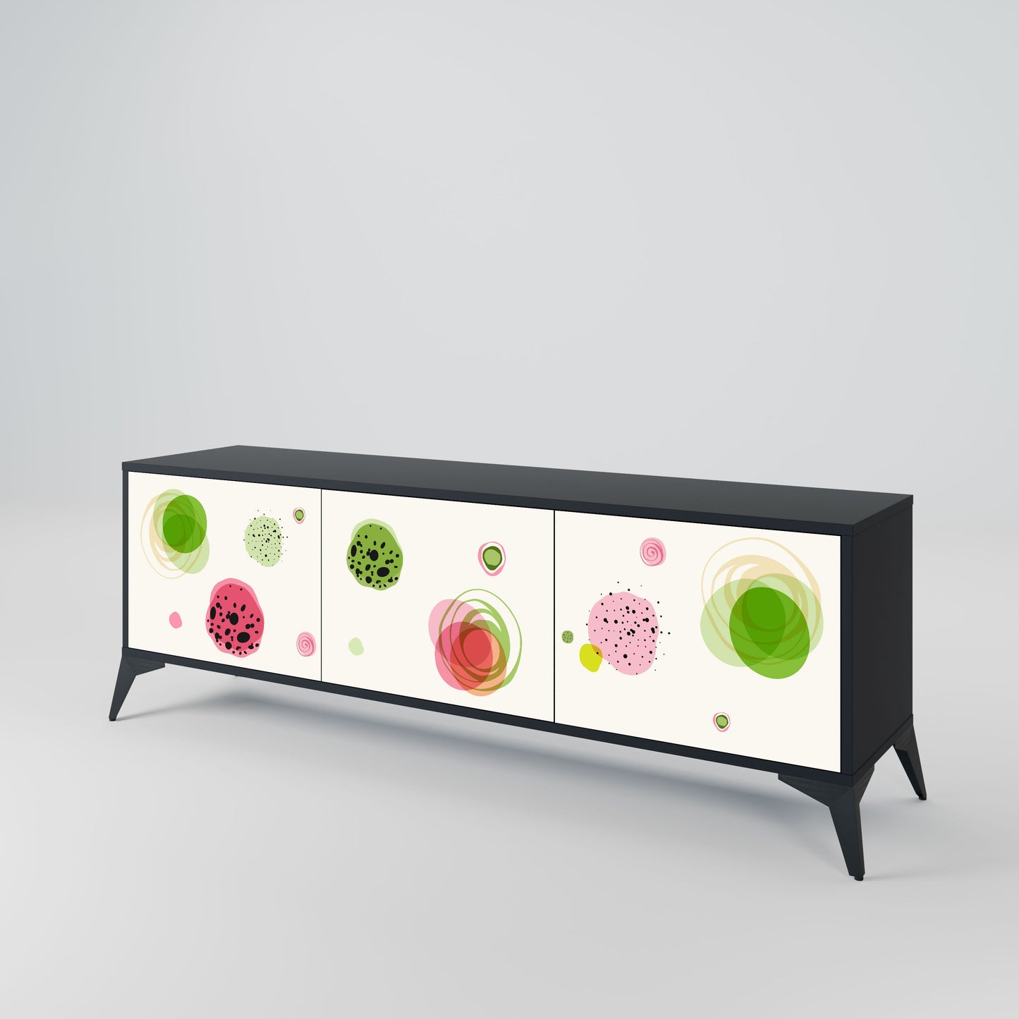 COLORFUL COSMOS 3-Door TV Stand in Black Finish