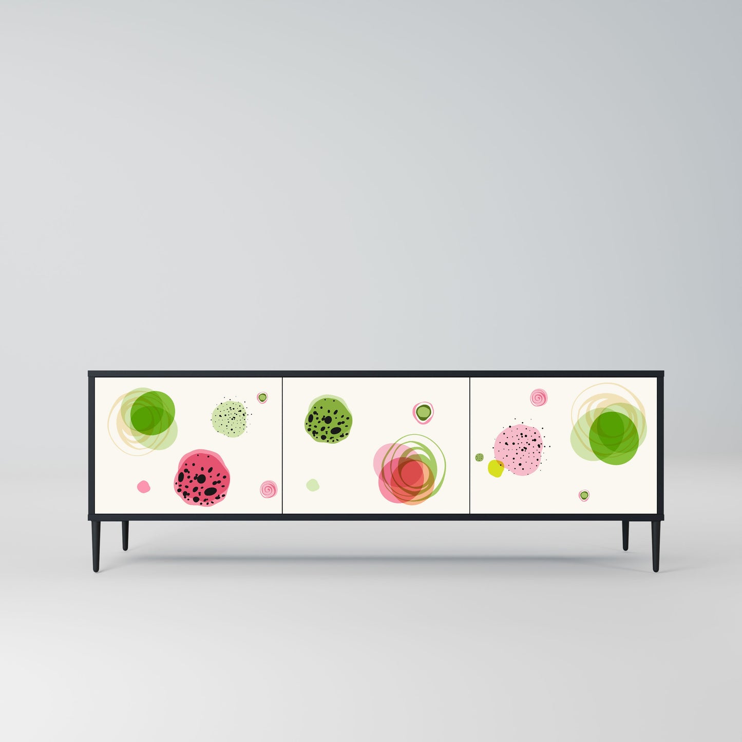 COLORFUL COSMOS 3-Door TV Stand in Black Finish