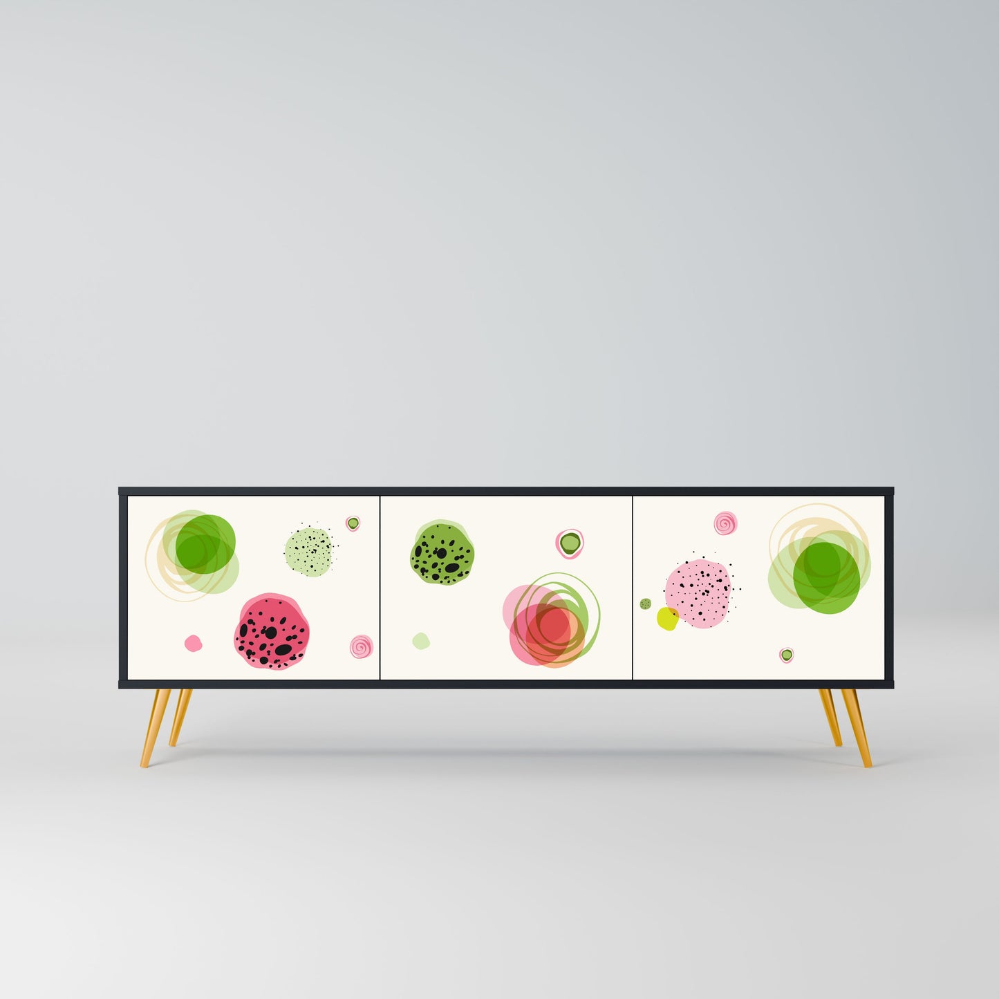COLORFUL COSMOS 3-Door TV Stand in Black Finish
