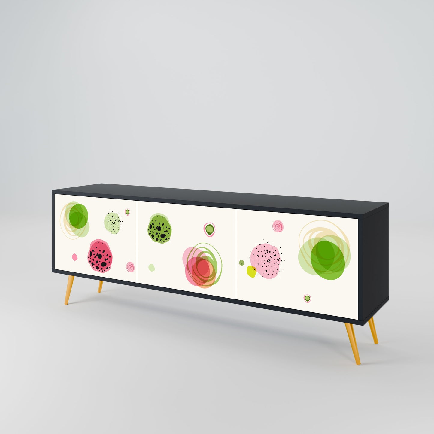 COLORFUL COSMOS 3-Door TV Stand in Black Finish