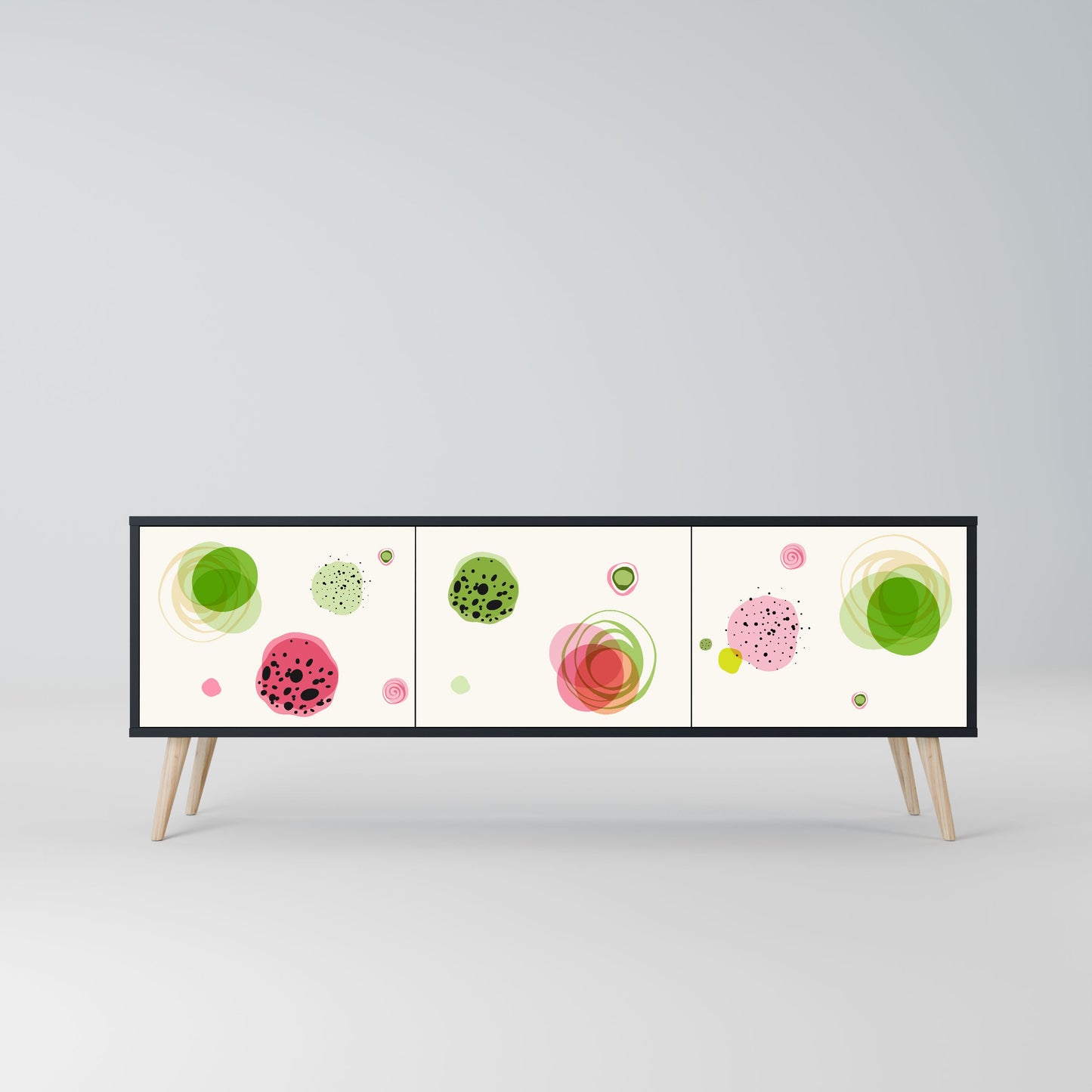 COLORFUL COSMOS 3-Door TV Stand in Black Finish