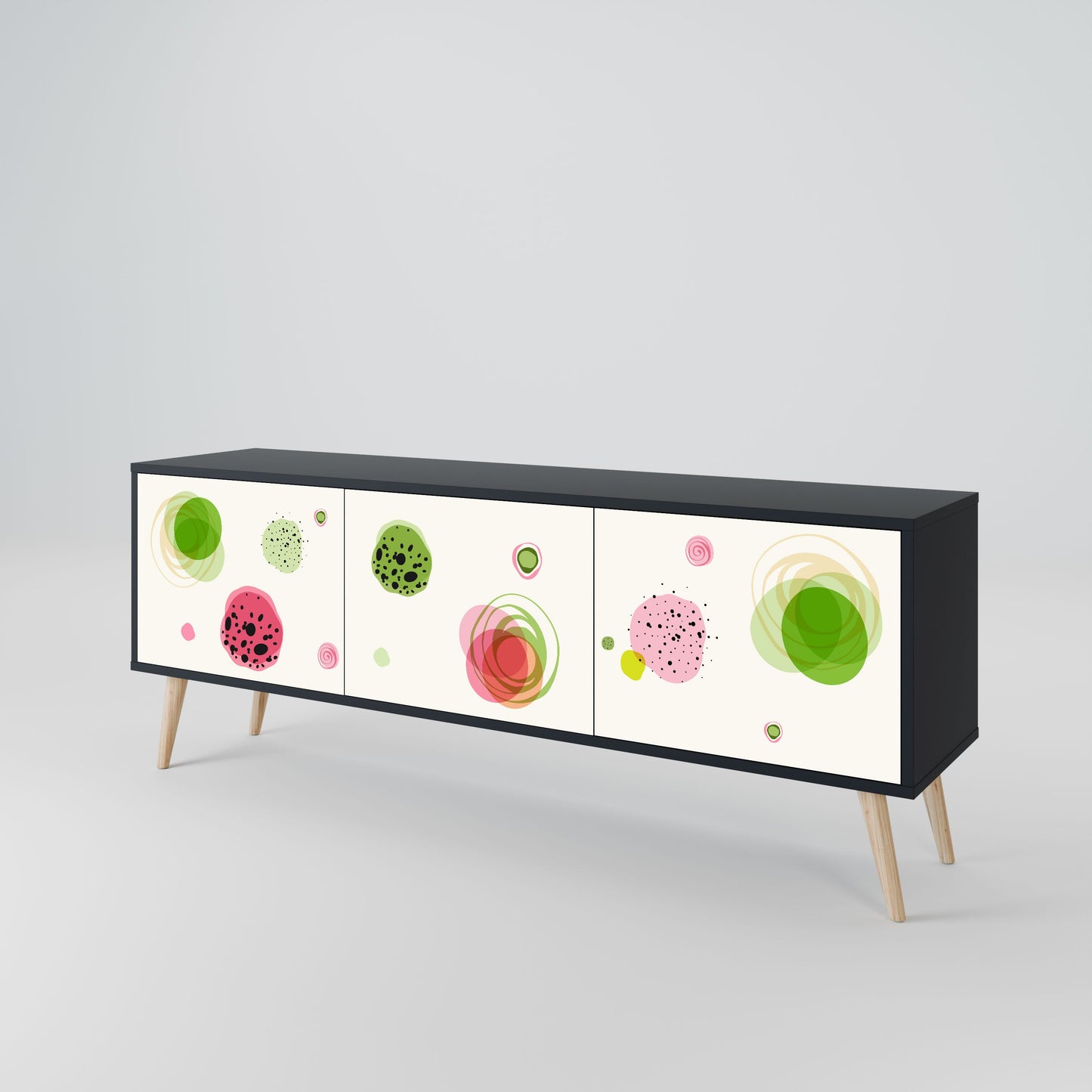 COLORFUL COSMOS 3-Door TV Stand in Black Finish