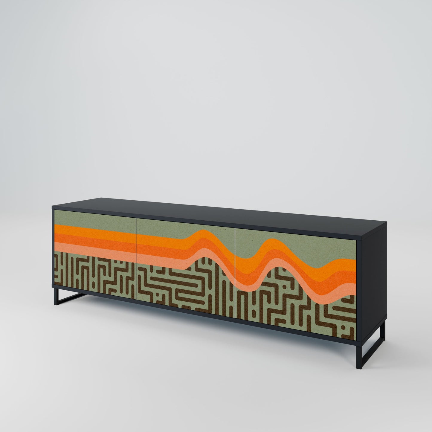 SIMPLE SOLUTIONS 3-Door TV Stand in Black Finish