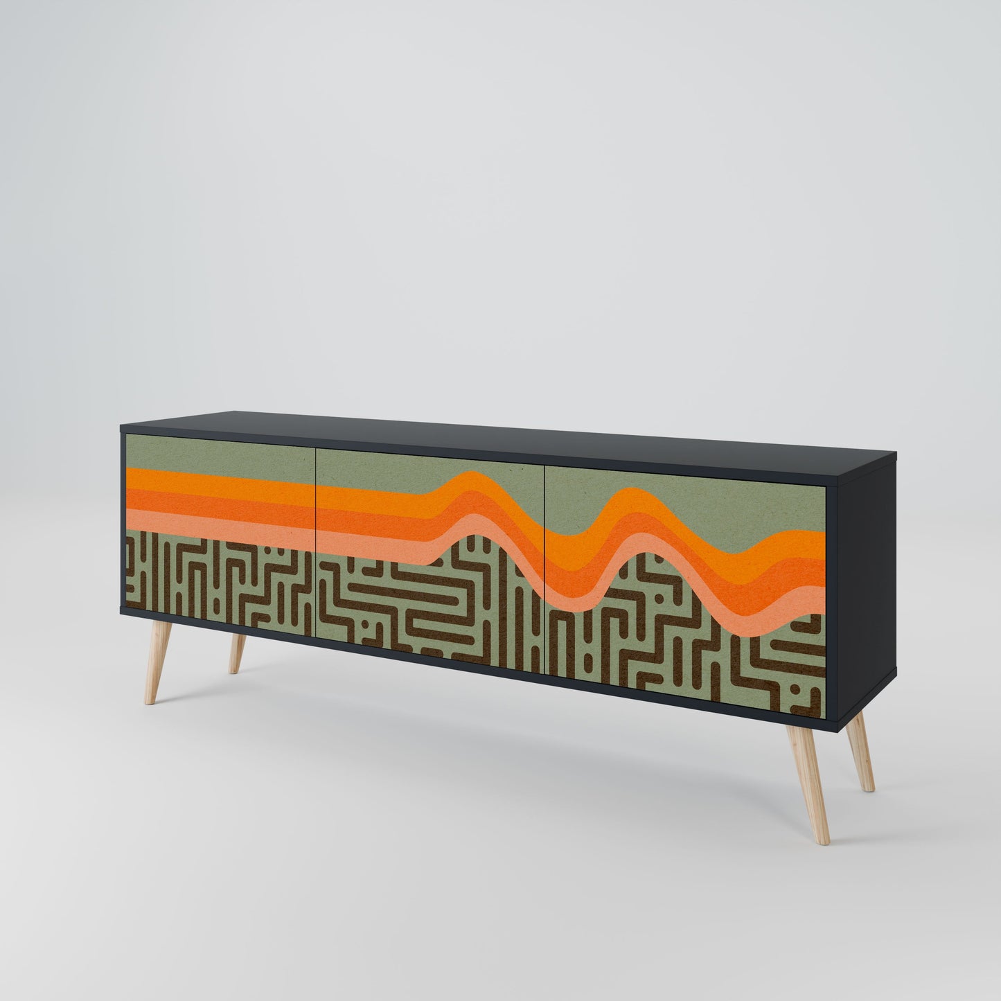 SIMPLE SOLUTIONS 3-Door TV Stand in Black Finish