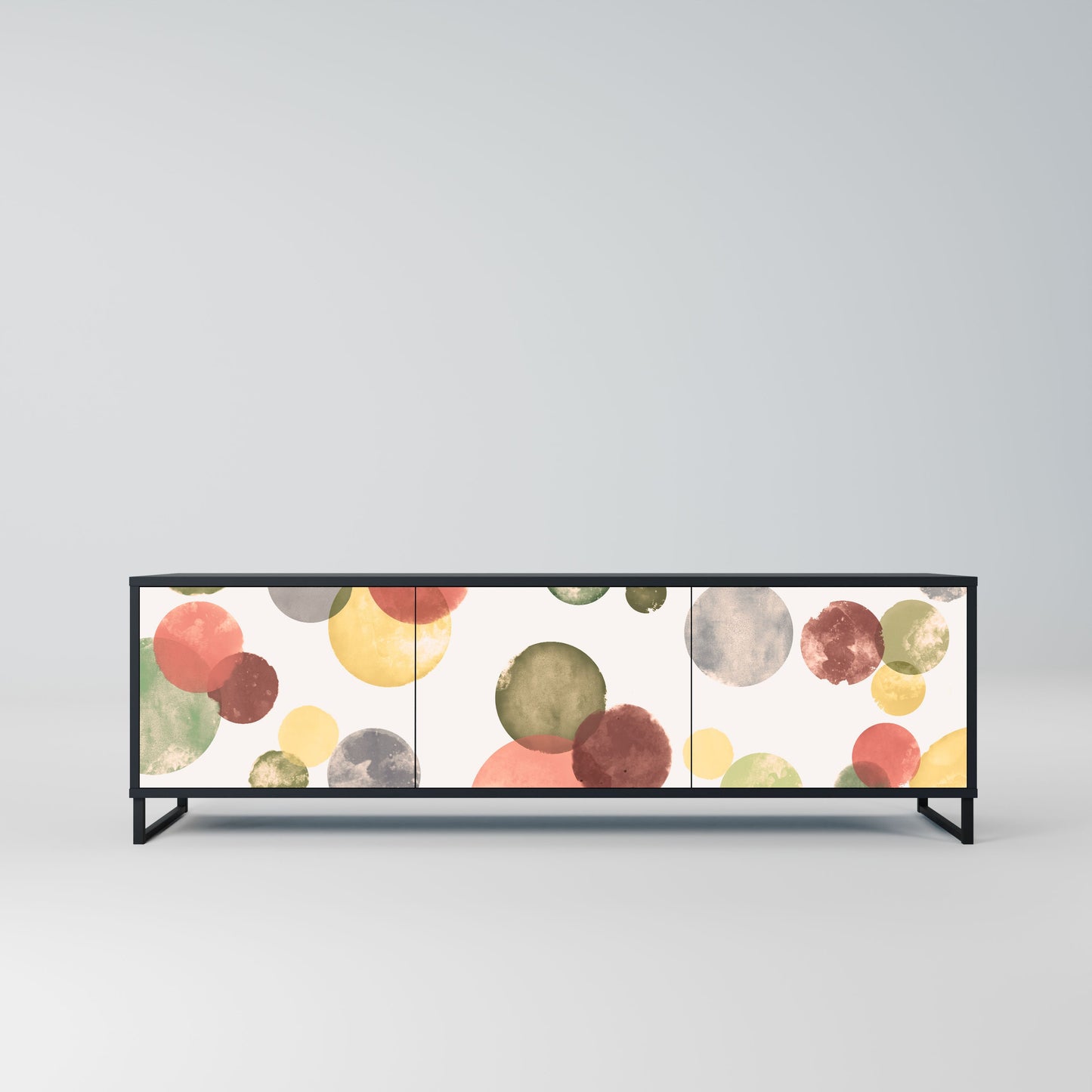 FLEETING HAPPINESS 3-Door TV Stand in Black Finish