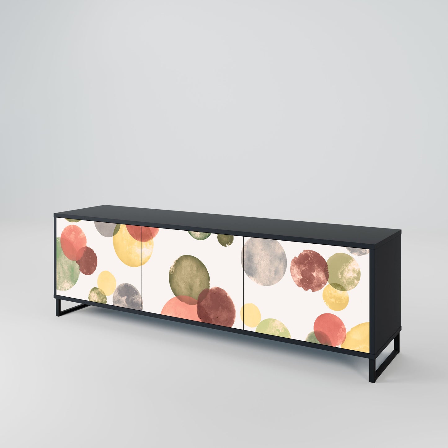 FLEETING HAPPINESS 3-Door TV Stand in Black Finish