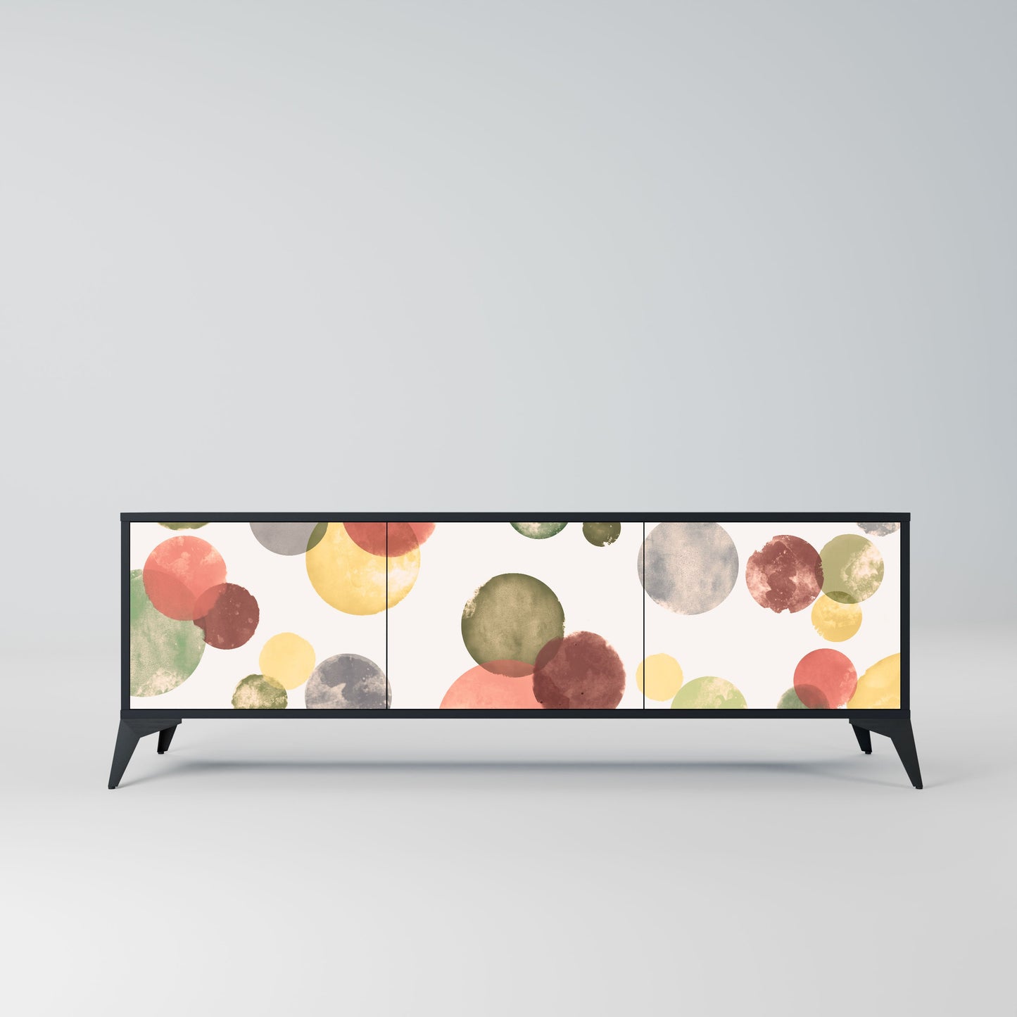 FLEETING HAPPINESS 3-Door TV Stand in Black Finish