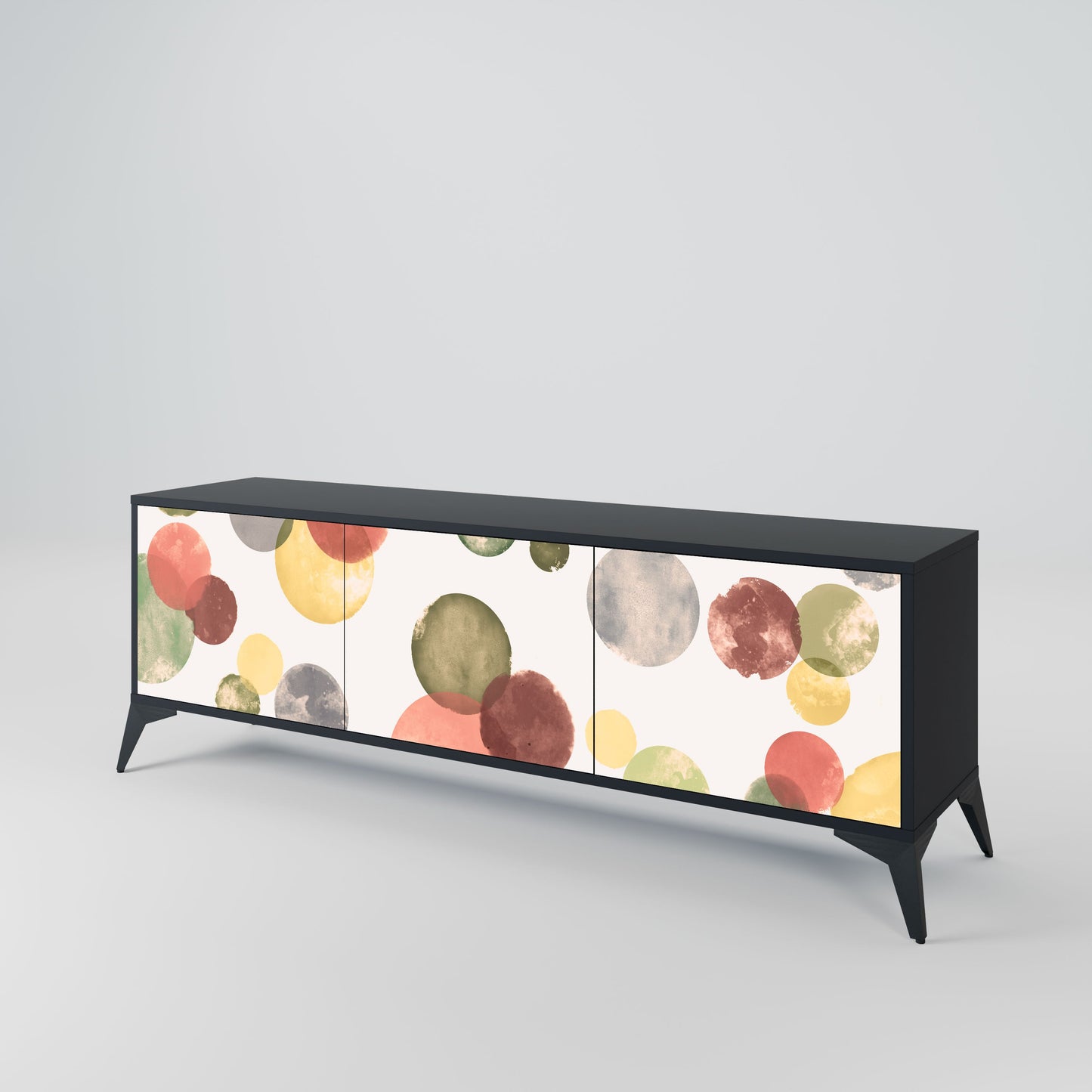 FLEETING HAPPINESS 3-Door TV Stand in Black Finish