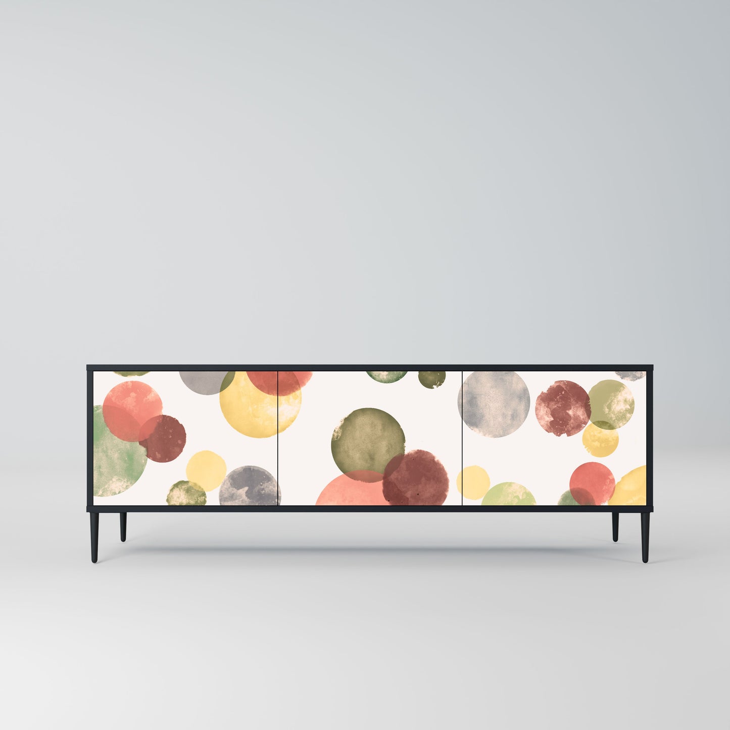 FLEETING HAPPINESS 3-Door TV Stand in Black Finish