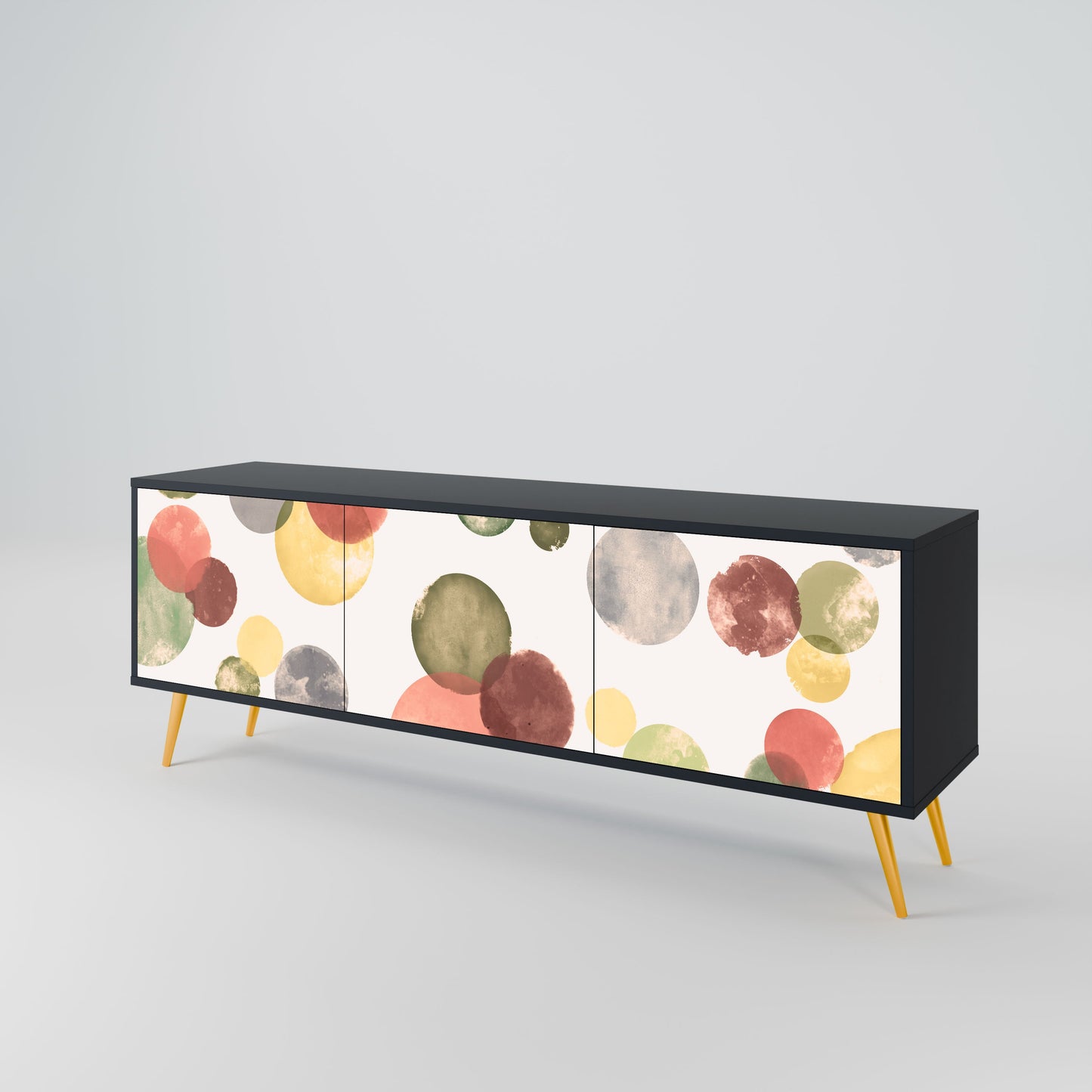 FLEETING HAPPINESS 3-Door TV Stand in Black Finish