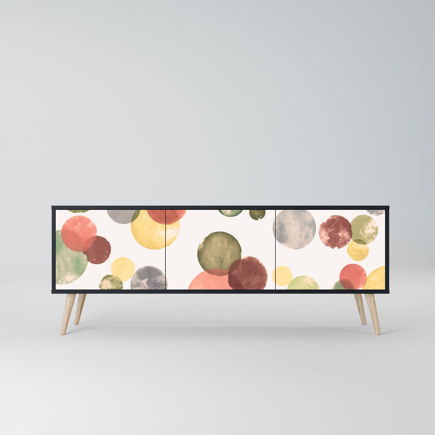 FLEETING HAPPINESS 3-Door TV Stand in Black Finish