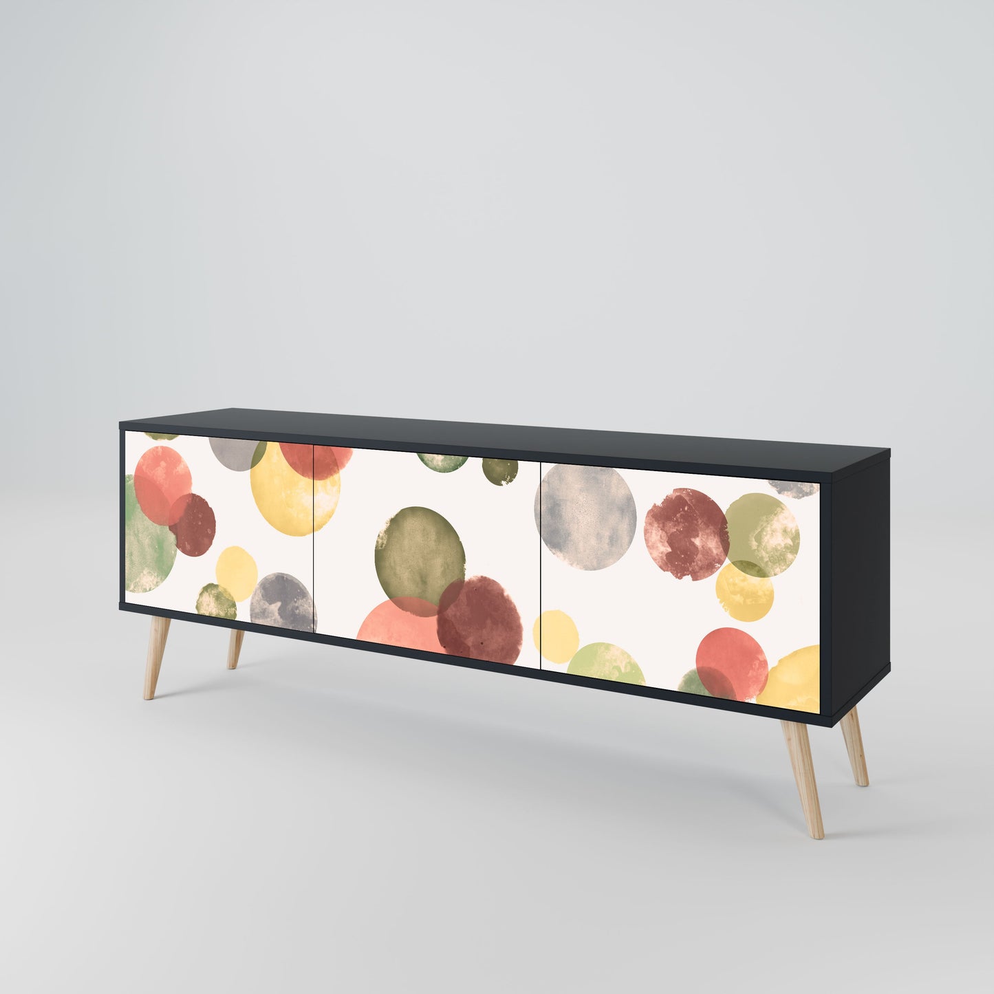 FLEETING HAPPINESS 3-Door TV Stand in Black Finish