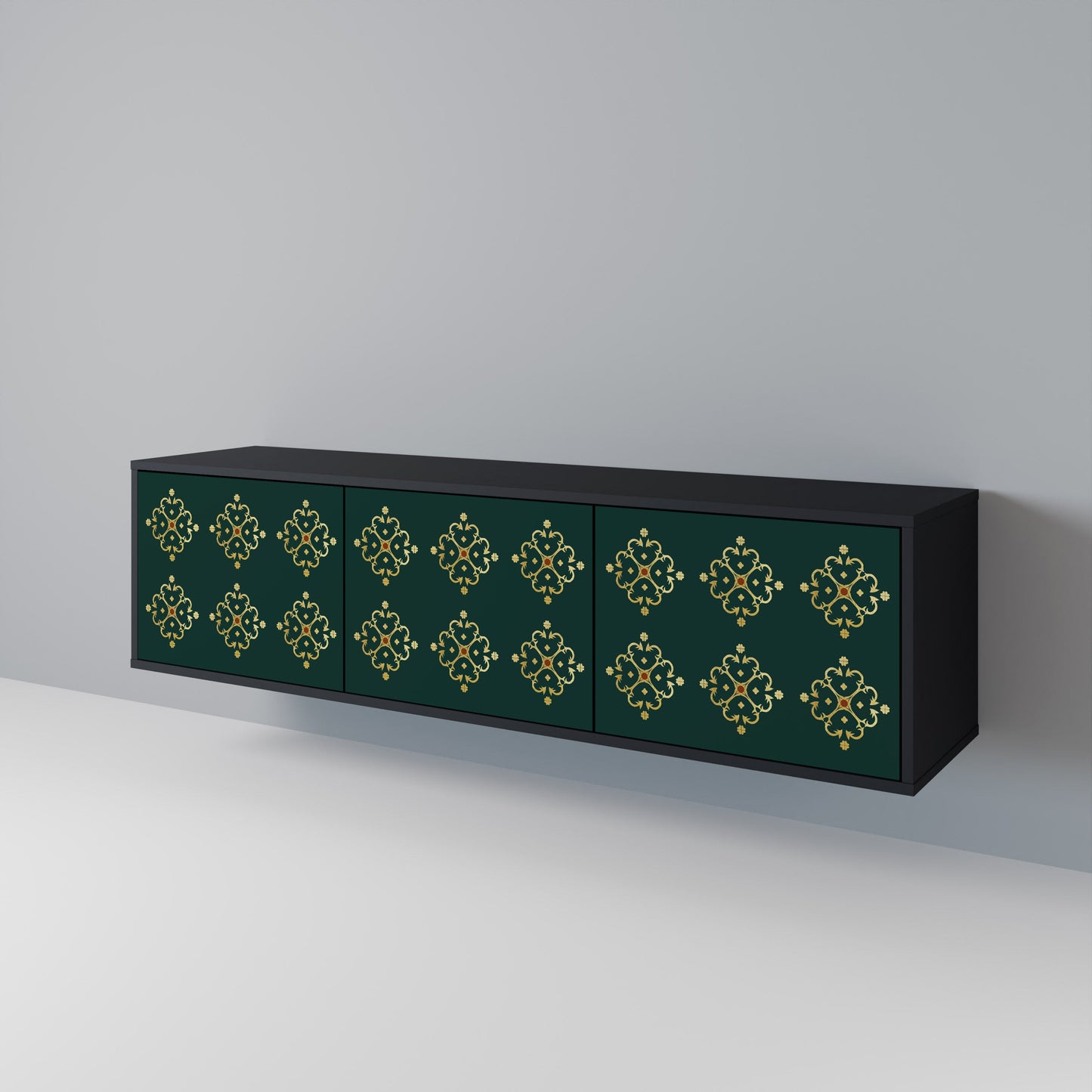 Mobile TV ROYAL MEDALLION a 3 ante con finitura nera