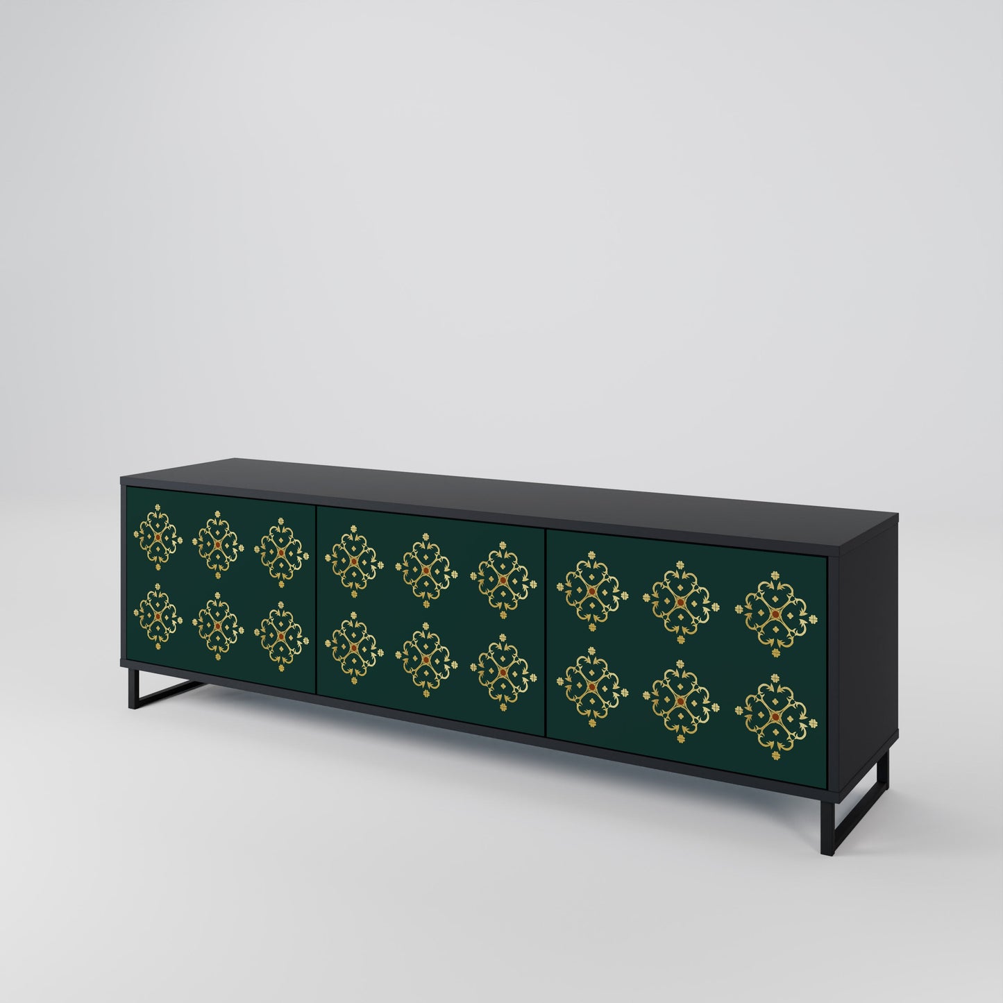 Mobile TV ROYAL MEDALLION a 3 ante con finitura nera