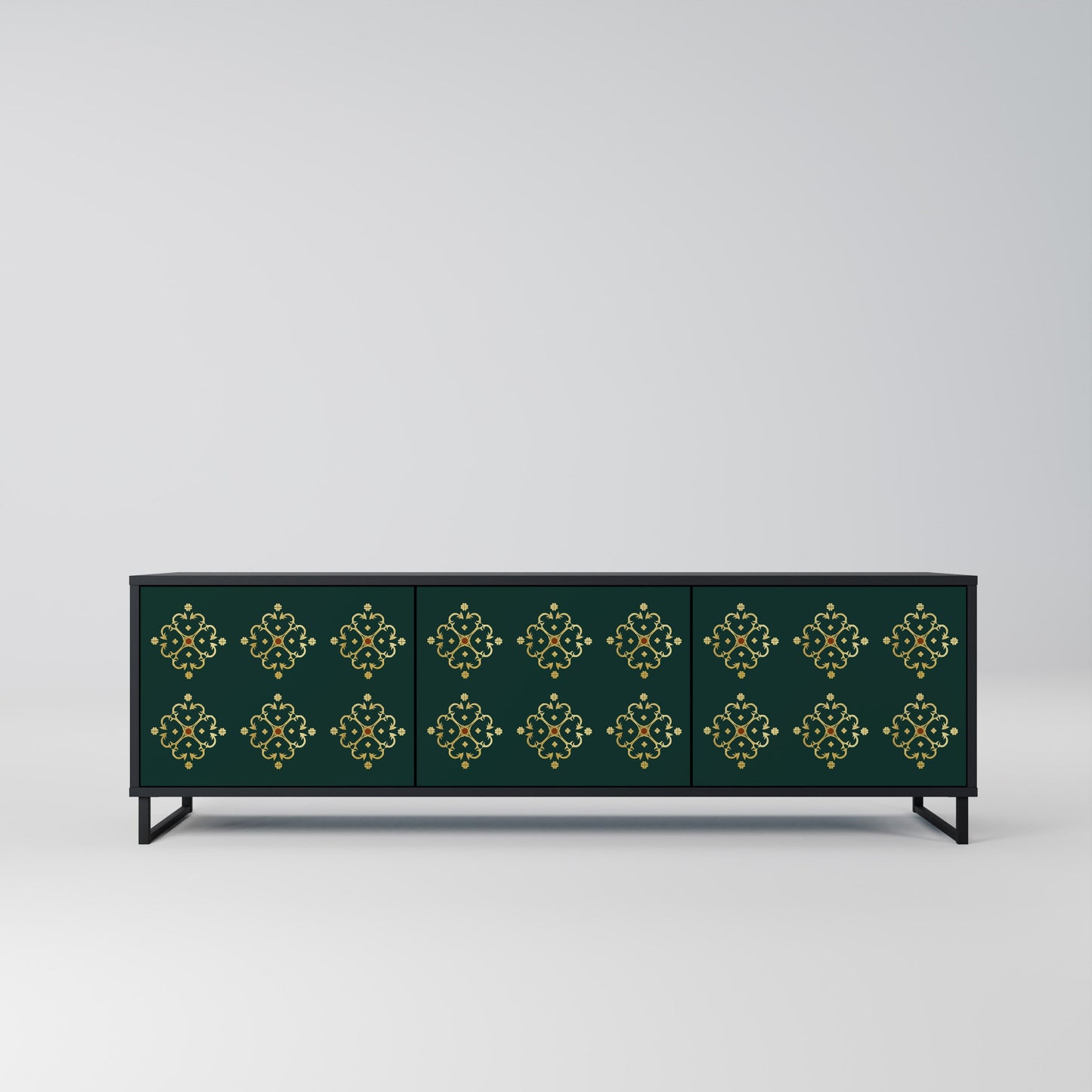 Mobile TV ROYAL MEDALLION a 3 ante con finitura nera