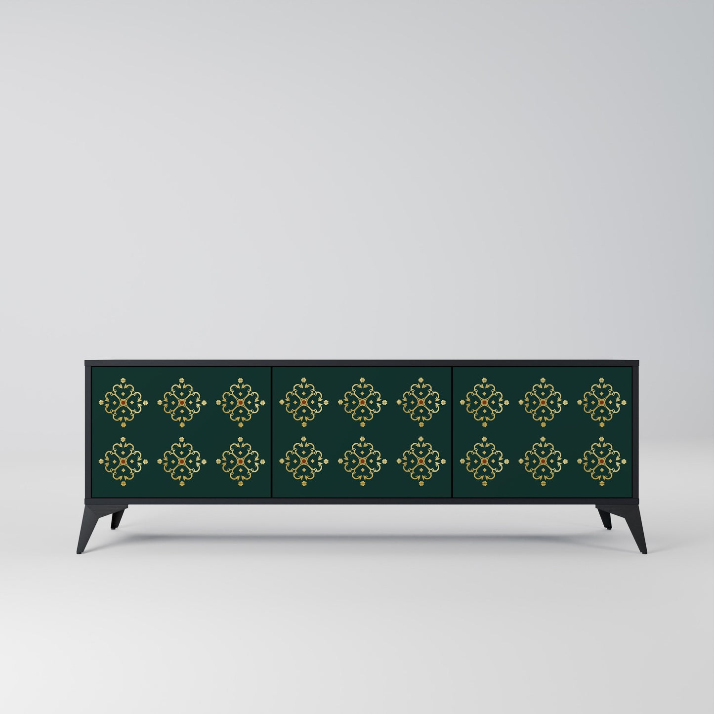 Mobile TV ROYAL MEDALLION a 3 ante con finitura nera