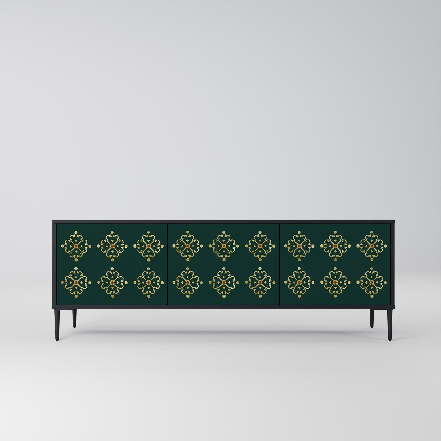 Mobile TV ROYAL MEDALLION a 3 ante con finitura nera