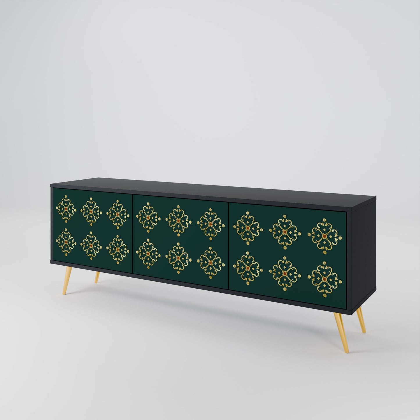 Mobile TV ROYAL MEDALLION a 3 ante con finitura nera
