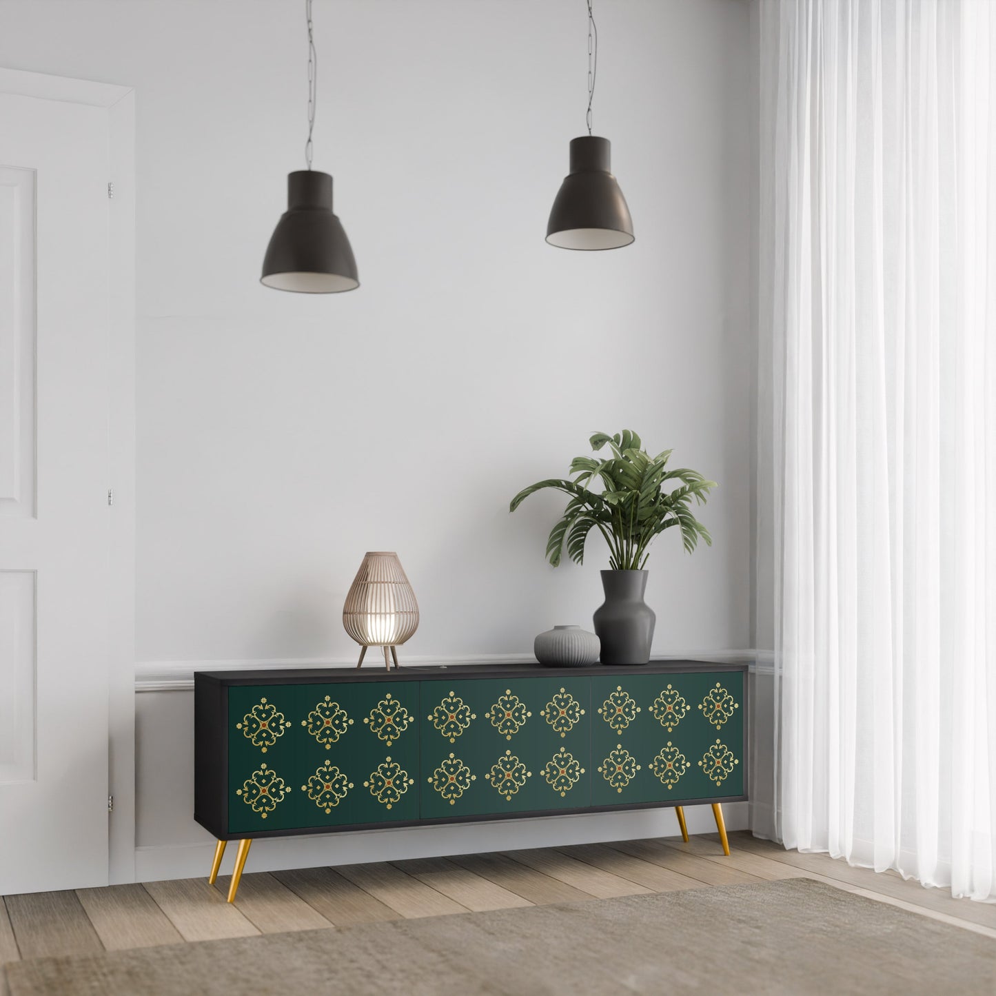 Mobile TV ROYAL MEDALLION a 3 ante con finitura nera