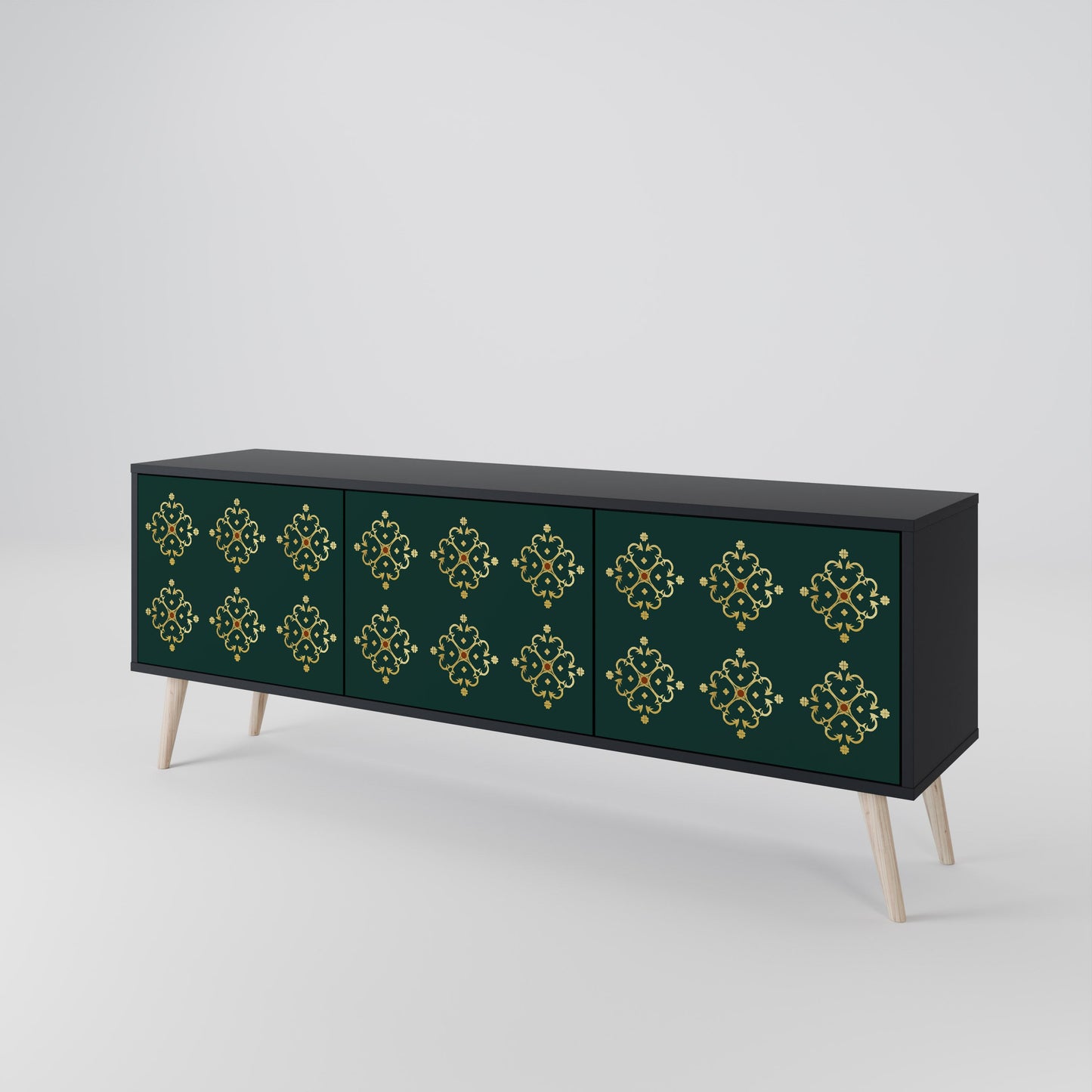 Mobile TV ROYAL MEDALLION a 3 ante con finitura nera
