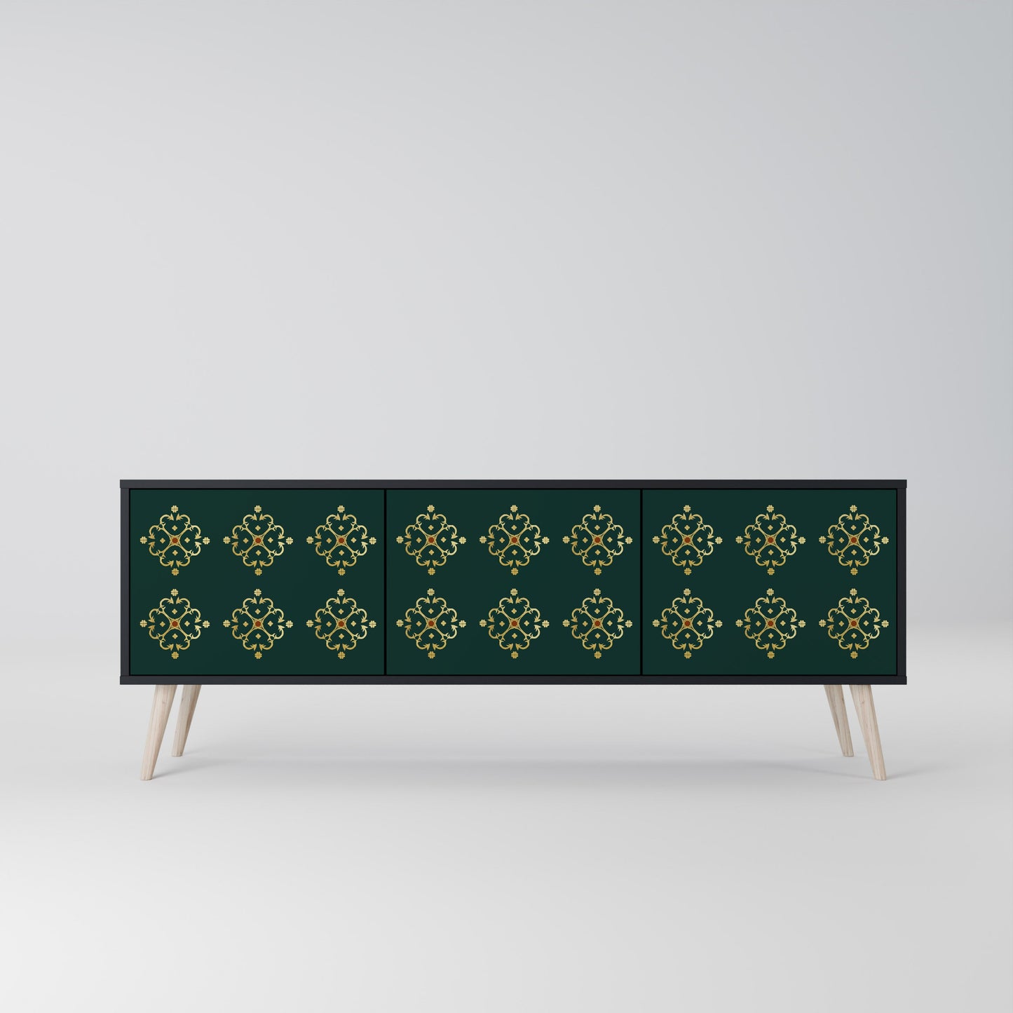 Mobile TV ROYAL MEDALLION a 3 ante con finitura nera