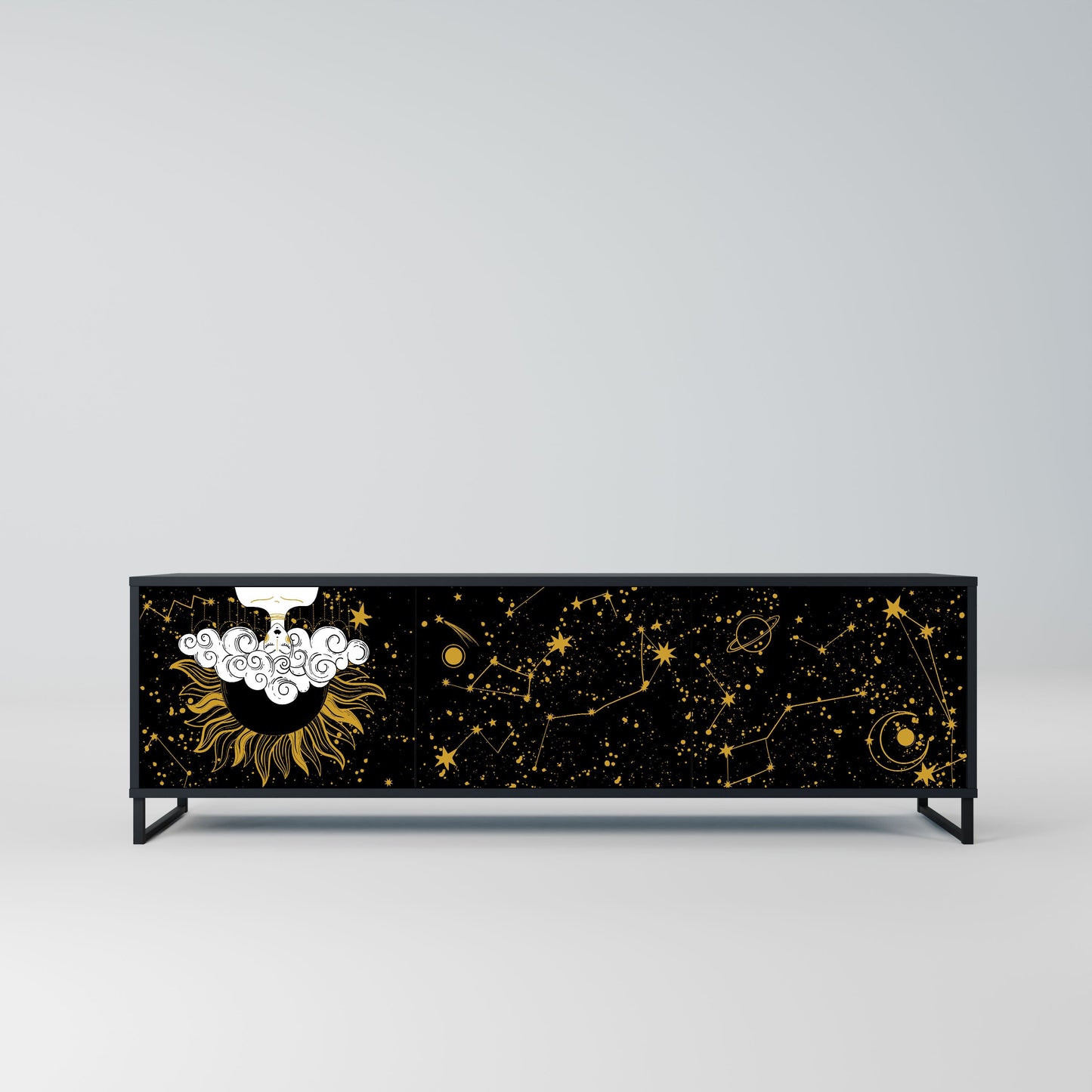 STELLAR CONSTELLATIONS 3-Door TV Stand in Black Finish