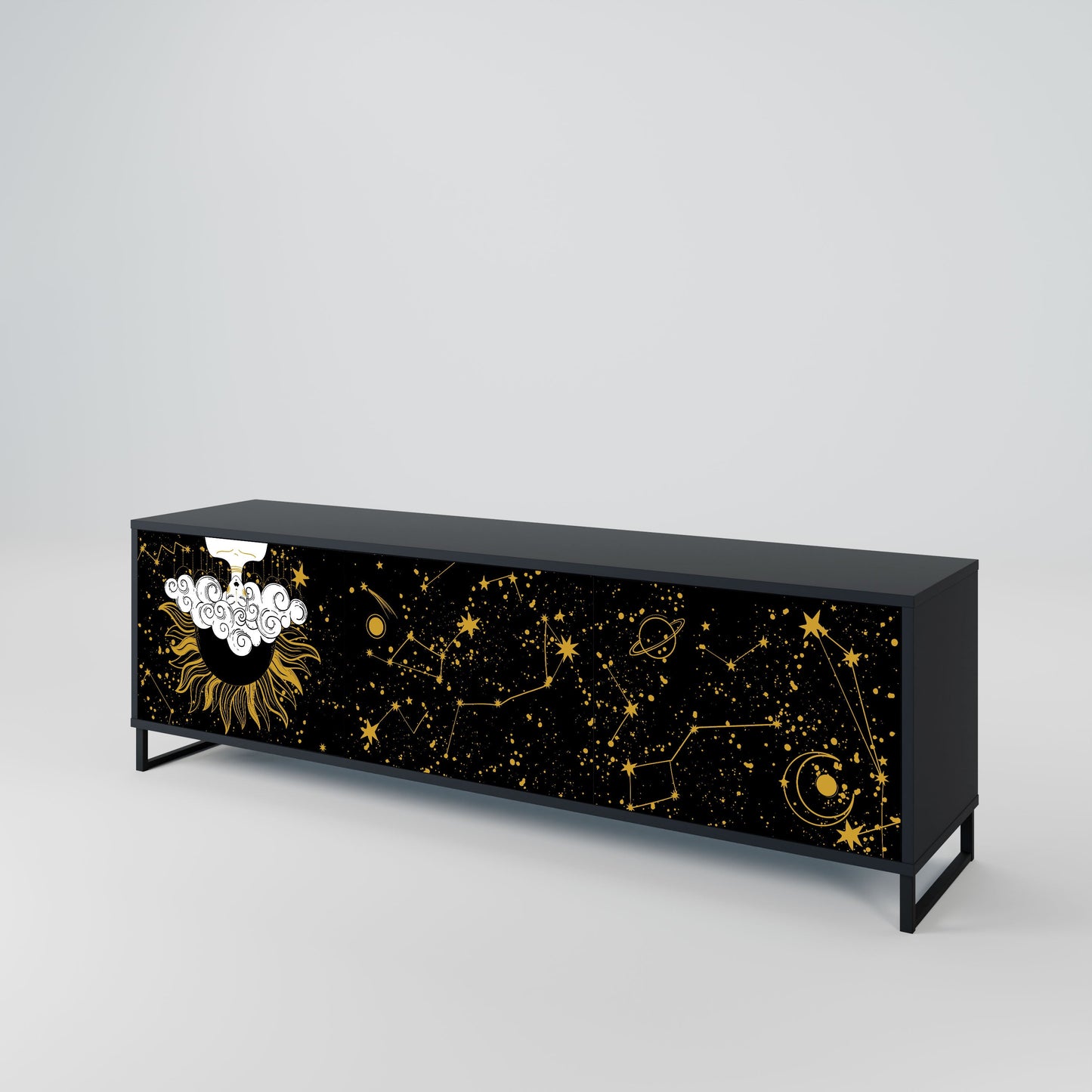 STELLAR CONSTELLATIONS 3-Door TV Stand in Black Finish