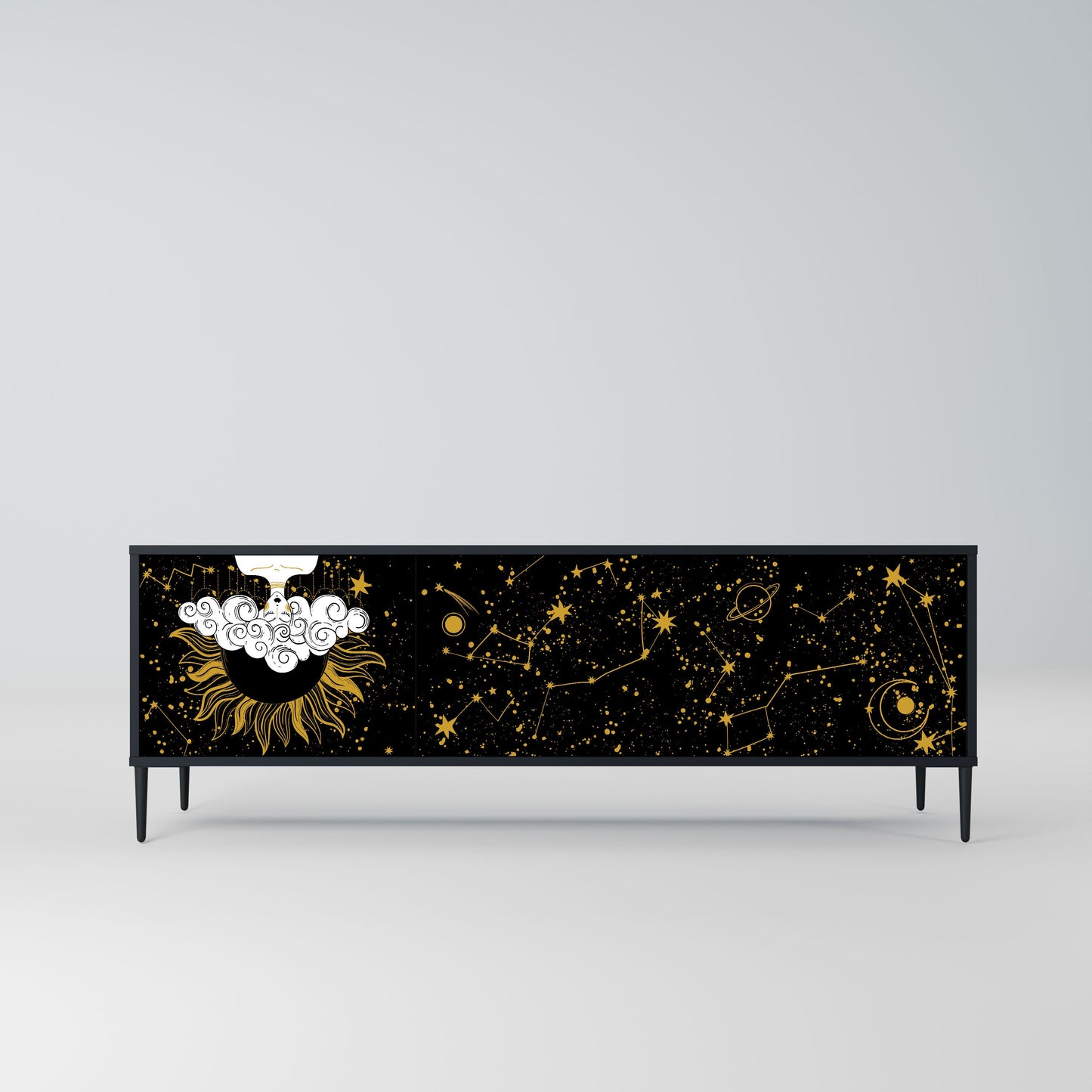 STELLAR CONSTELLATIONS 3-Door TV Stand in Black Finish