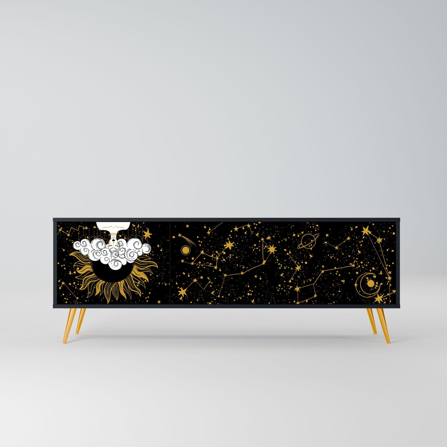 STELLAR CONSTELLATIONS 3-Door TV Stand in Black Finish