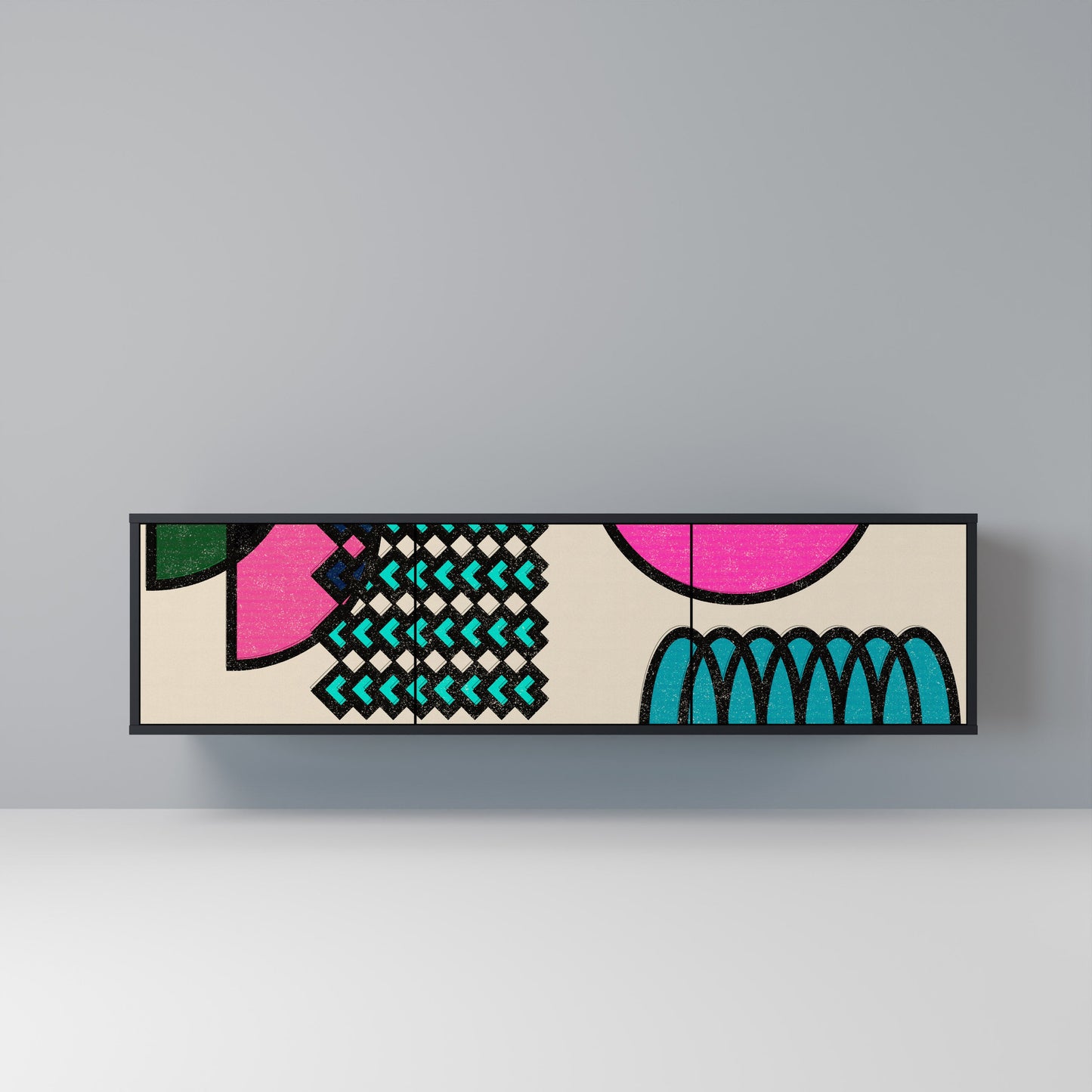 Mobile TV GEOMETRIC RHAPSODY a 3 ante con finitura nera