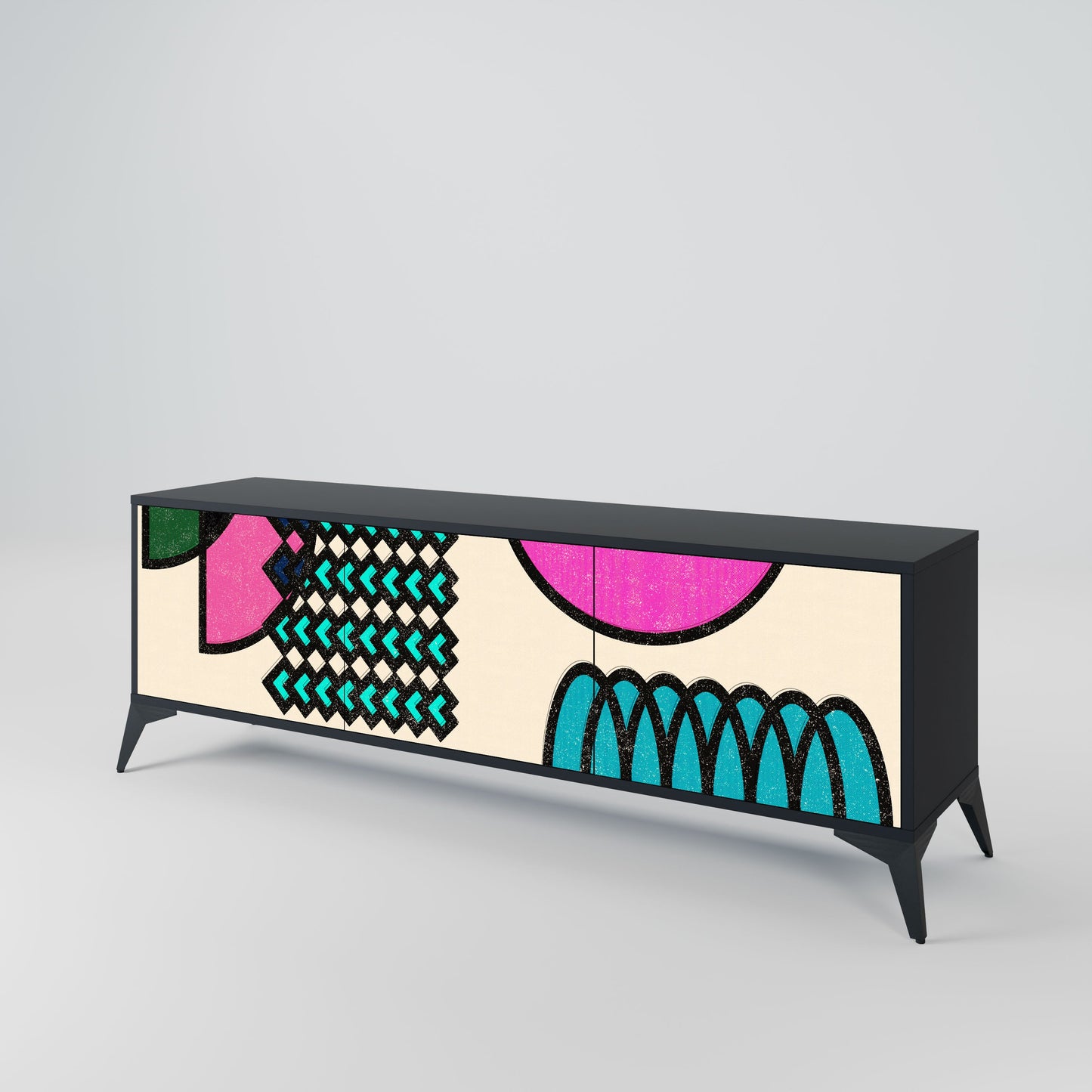 Mobile TV GEOMETRIC RHAPSODY a 3 ante con finitura nera