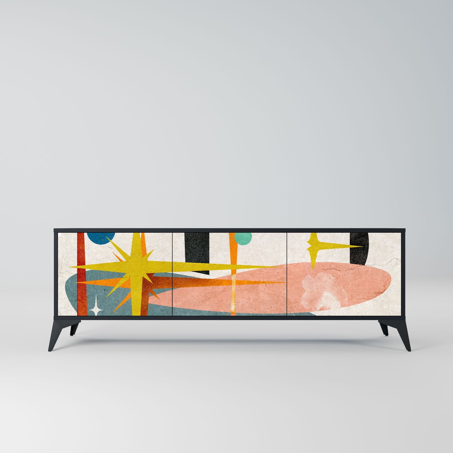 INTERSTELLAR VIBES 3-Door TV Stand in Black Finish