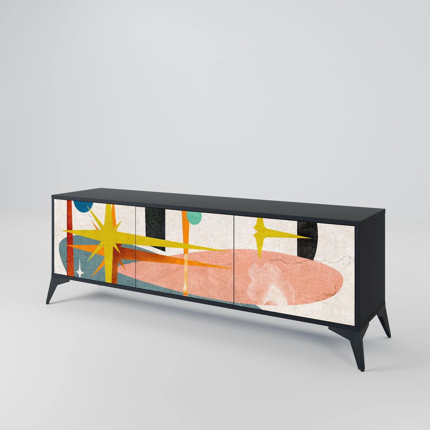 INTERSTELLAR VIBES 3-Door TV Stand in Black Finish
