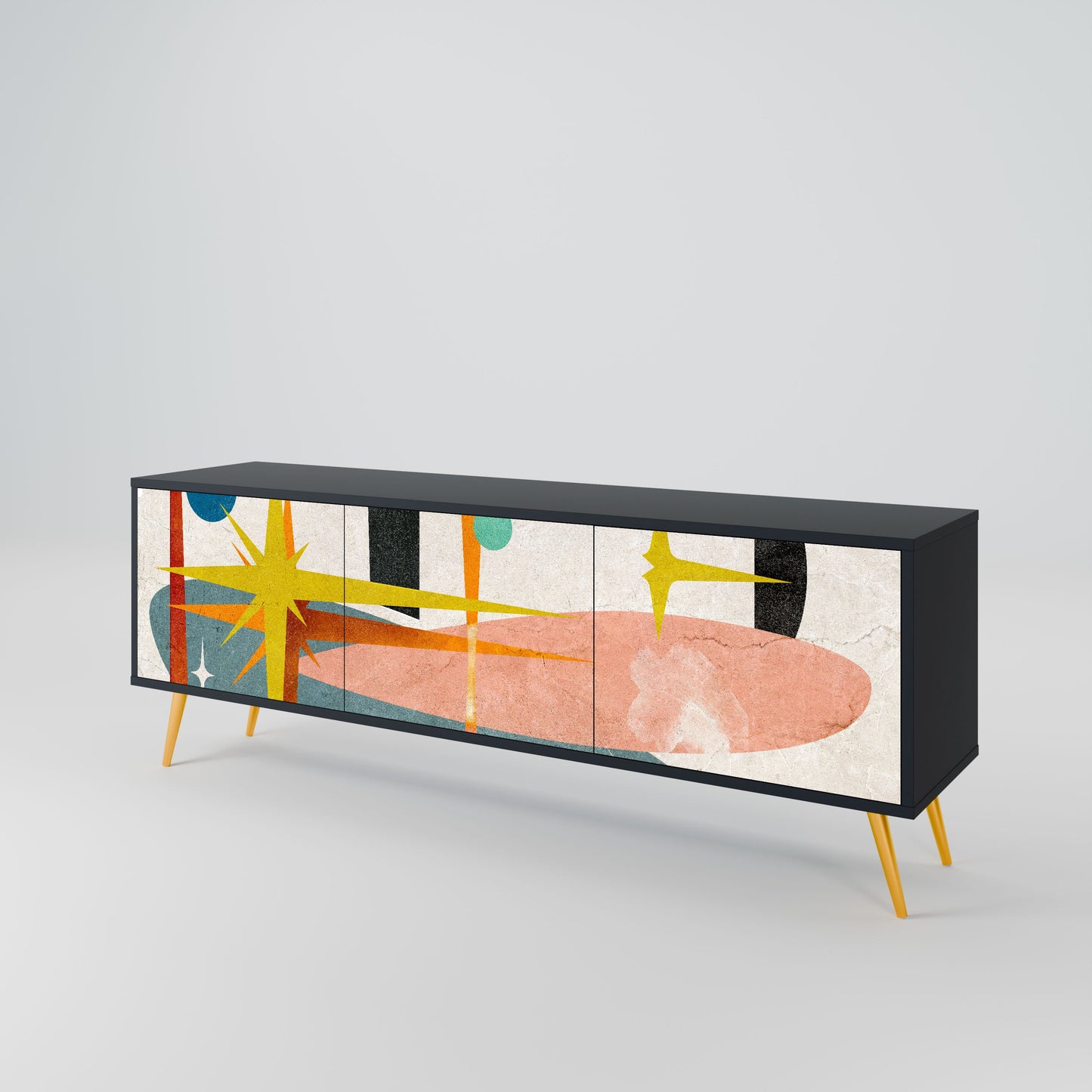 INTERSTELLAR VIBES 3-Door TV Stand in Black Finish