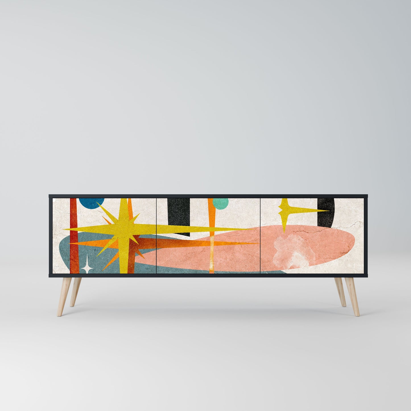 INTERSTELLAR VIBES 3-Door TV Stand in Black Finish