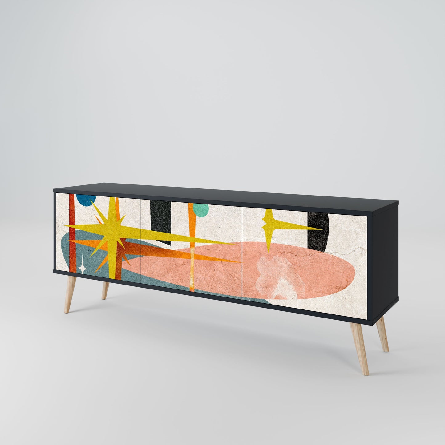 INTERSTELLAR VIBES 3-Door TV Stand in Black Finish